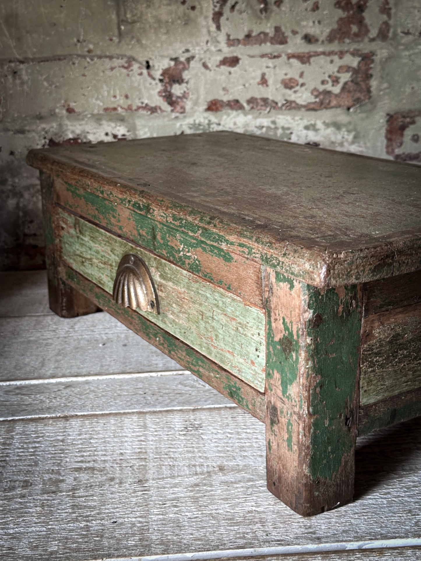 Antique Indian Teak Painted Drawer Box