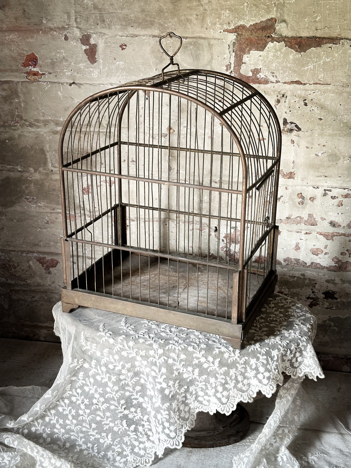 Antique Victorian brass bird cage