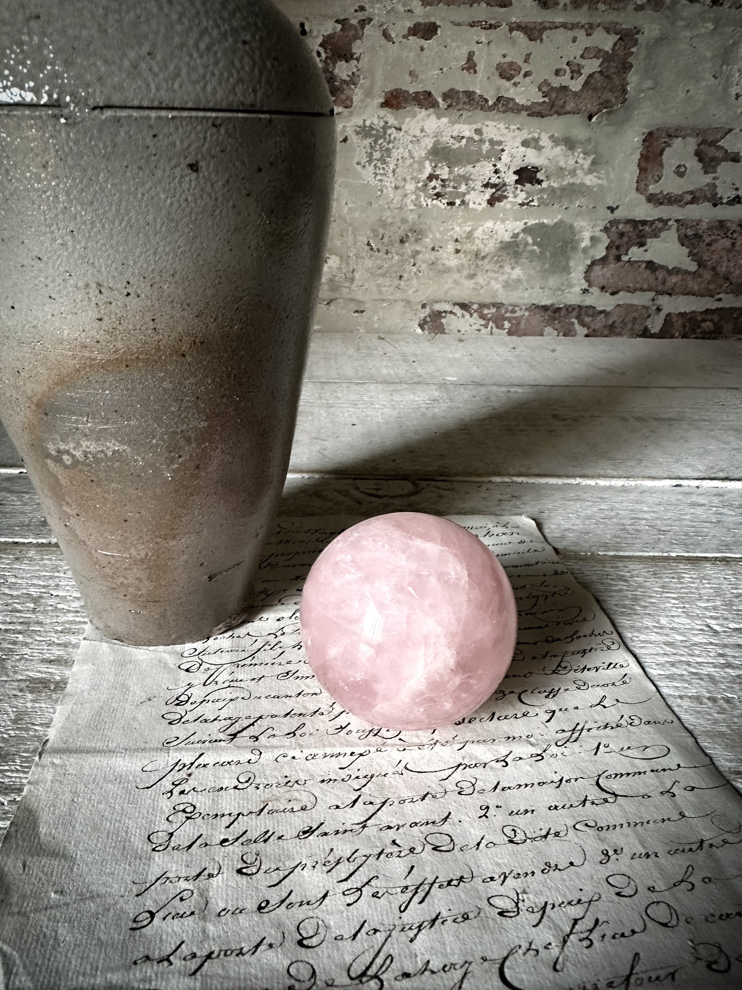 A vintage Rose Quartz Sphere