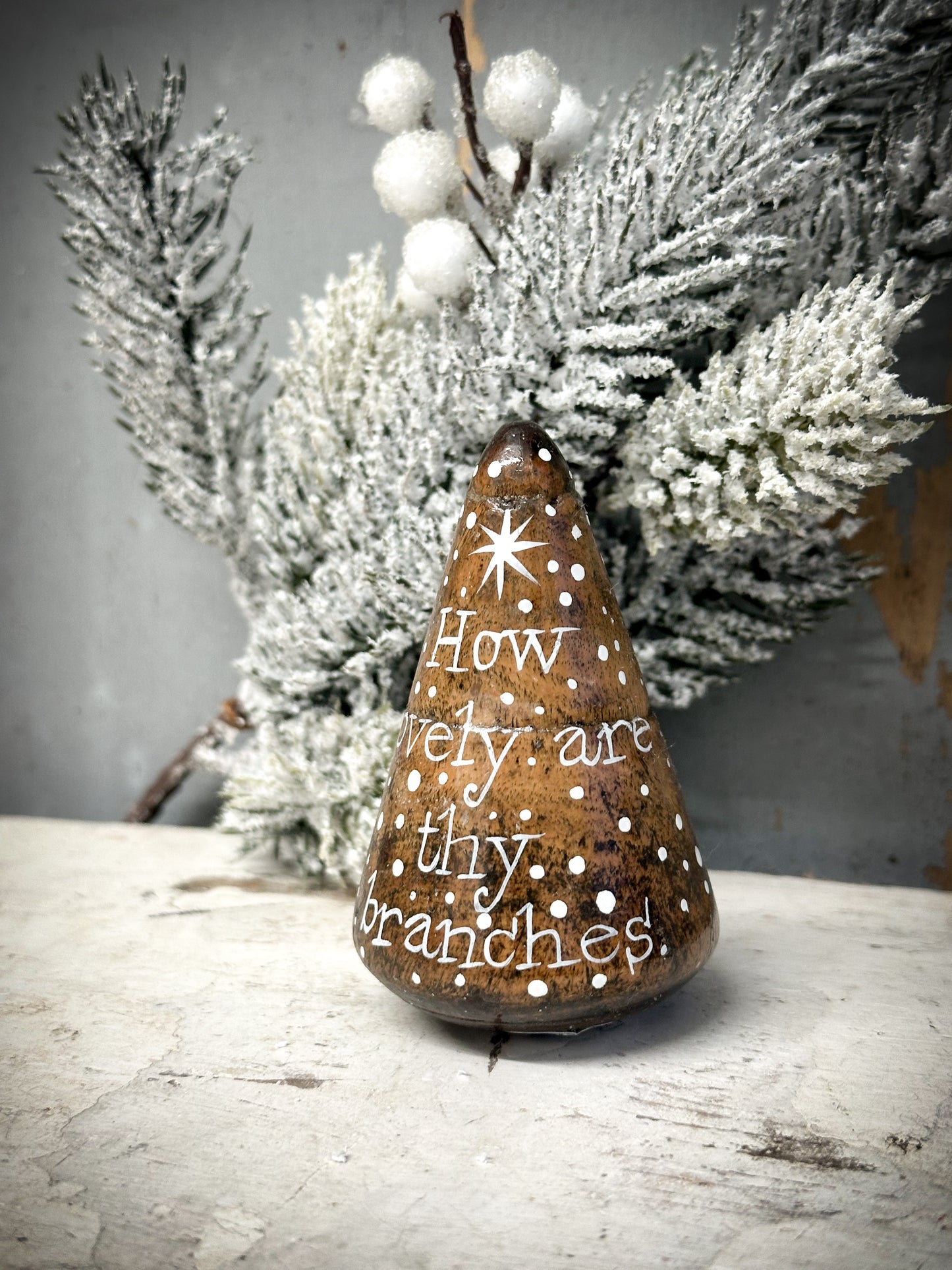 A Medium Hand Painted Antique Plumber’s Turnpin  “How Lovely Are Thy Branches”