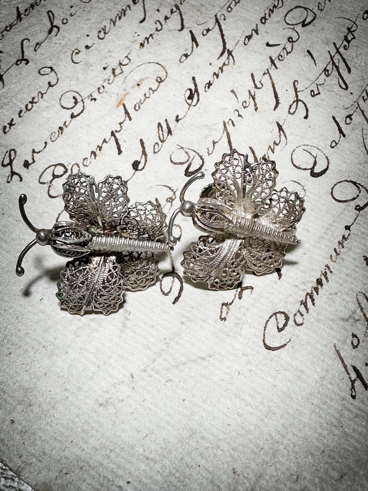 A Vintage Sterling Silver Pair of Filigree screw on Earrings