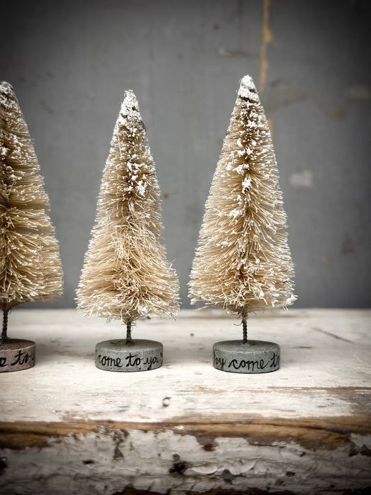 A Medium Painted Bottle Brush Tree “Love & Joy”