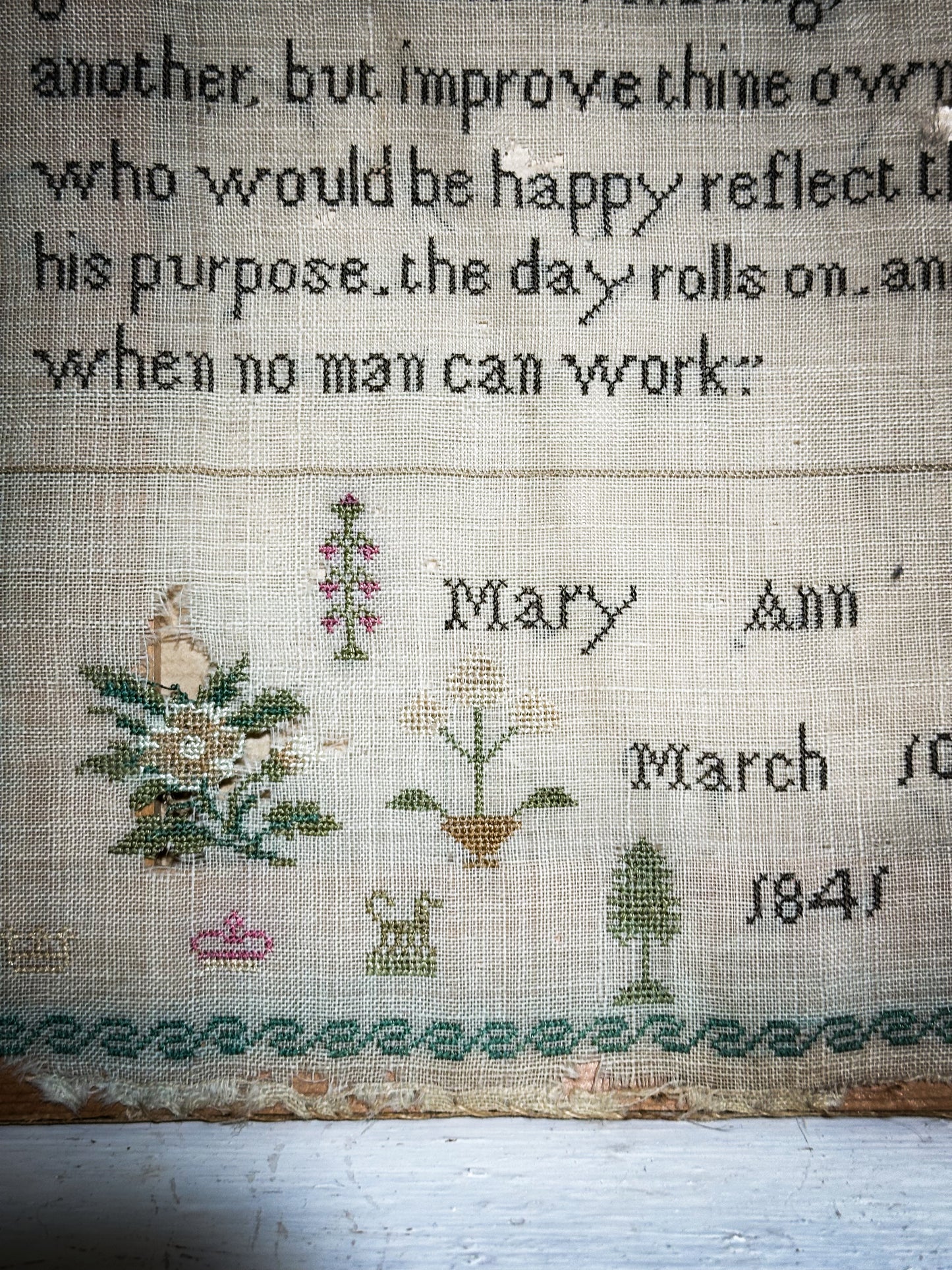 A Really Pretty Antique Sampler Dated and signed