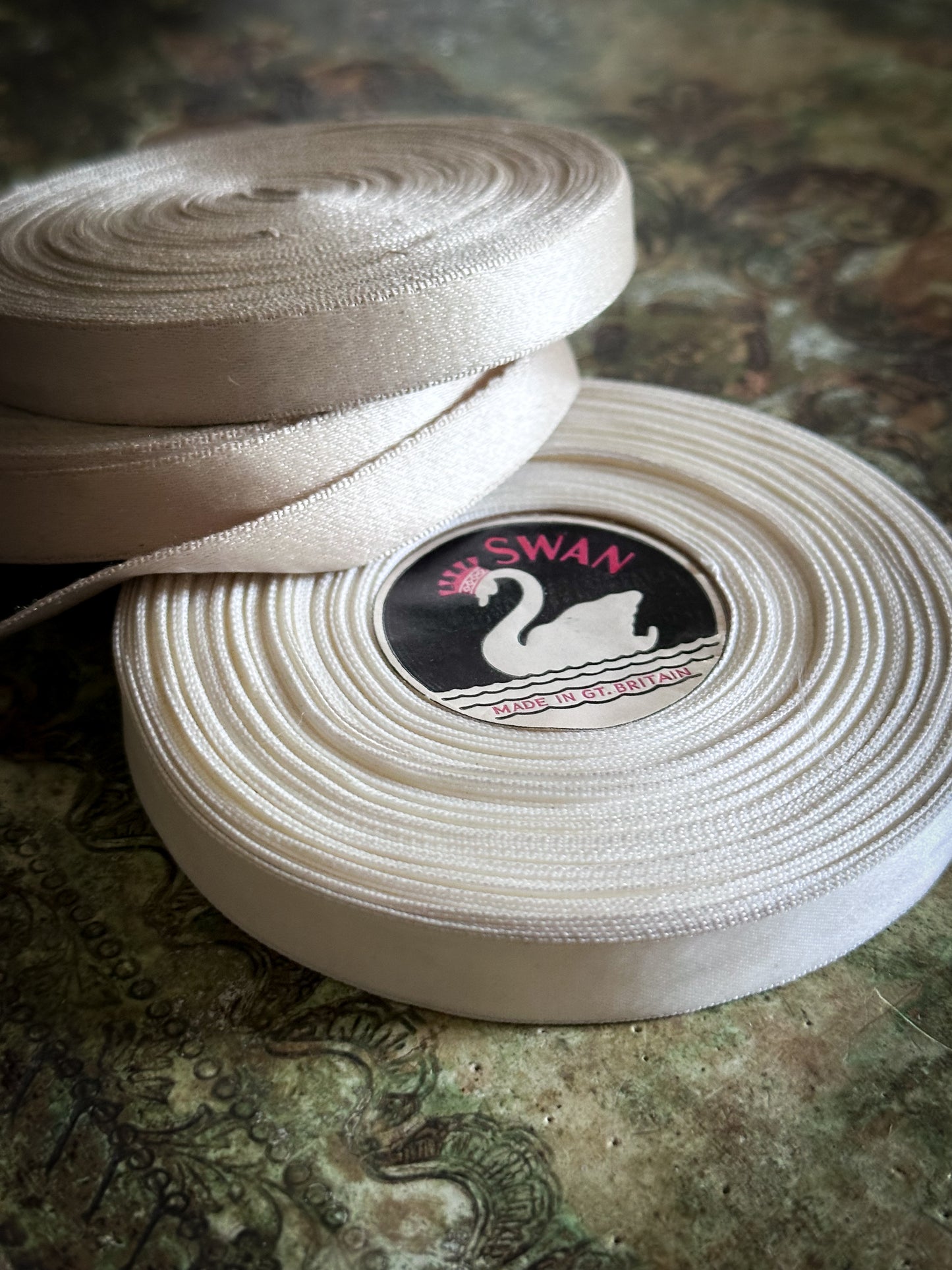 Vintage Haberdashery Satin Ribbon Three Deadstock Rolls