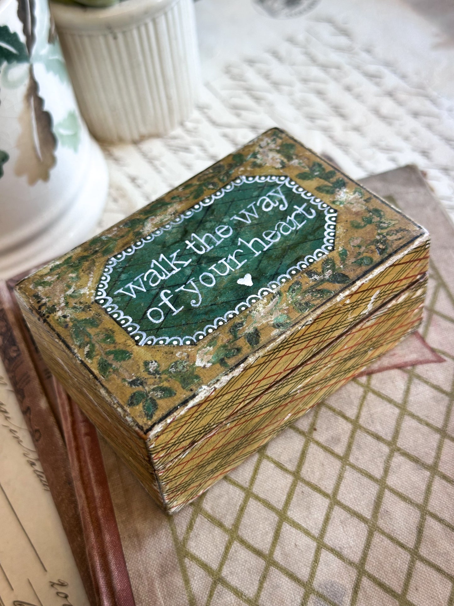 “Walk the Way of Your Heart” – Antique French Hand Painted Box