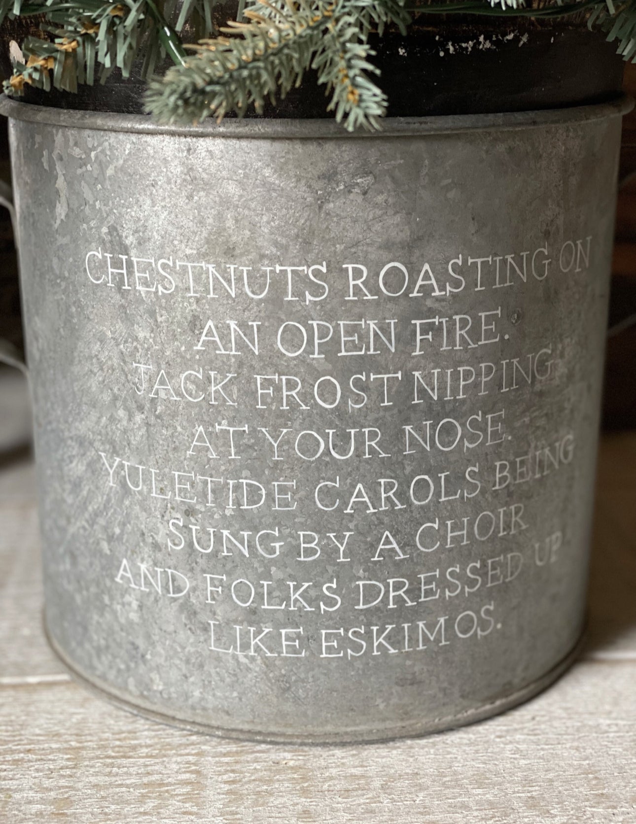 A beautiful heirloom vintage galvanised tub hand painted using traditional sign writer’s techniques and materials.