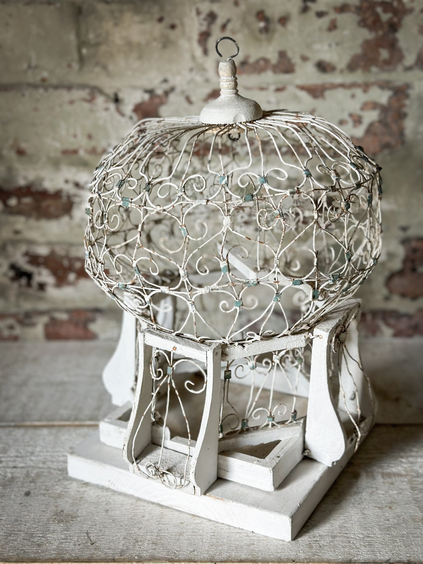 A lovely French vintage wire Balloon bird cage