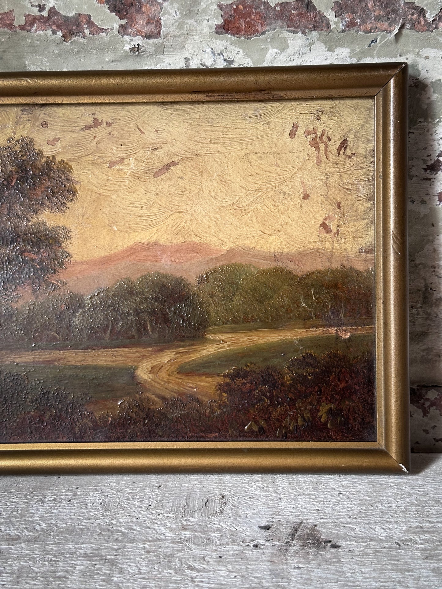 Antique Victorian Oil Painting on Board in Original Frame | Signed Landscape Artwork | c.1880–1900