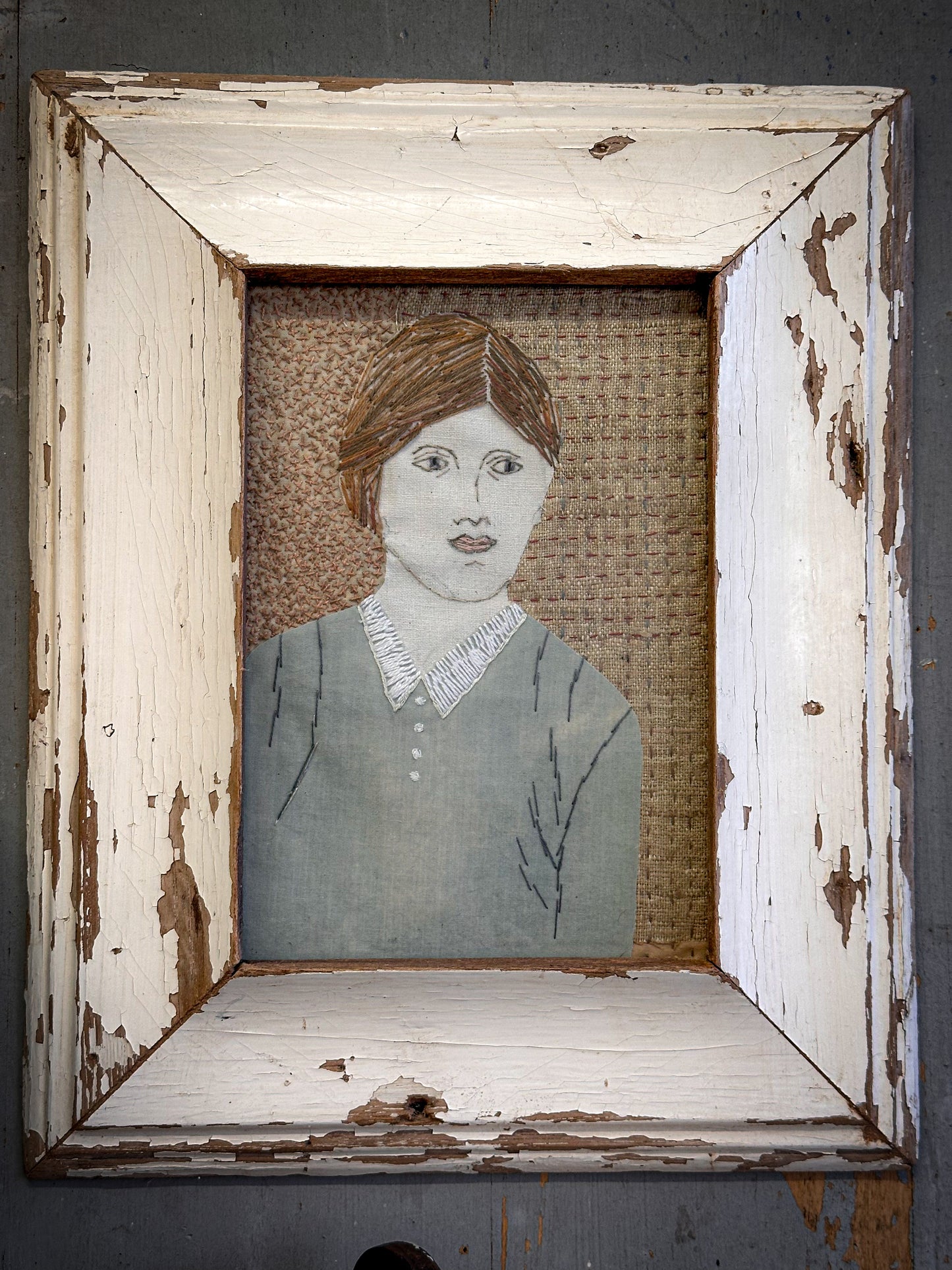 Contemporary Folk-Style Textile Portrait