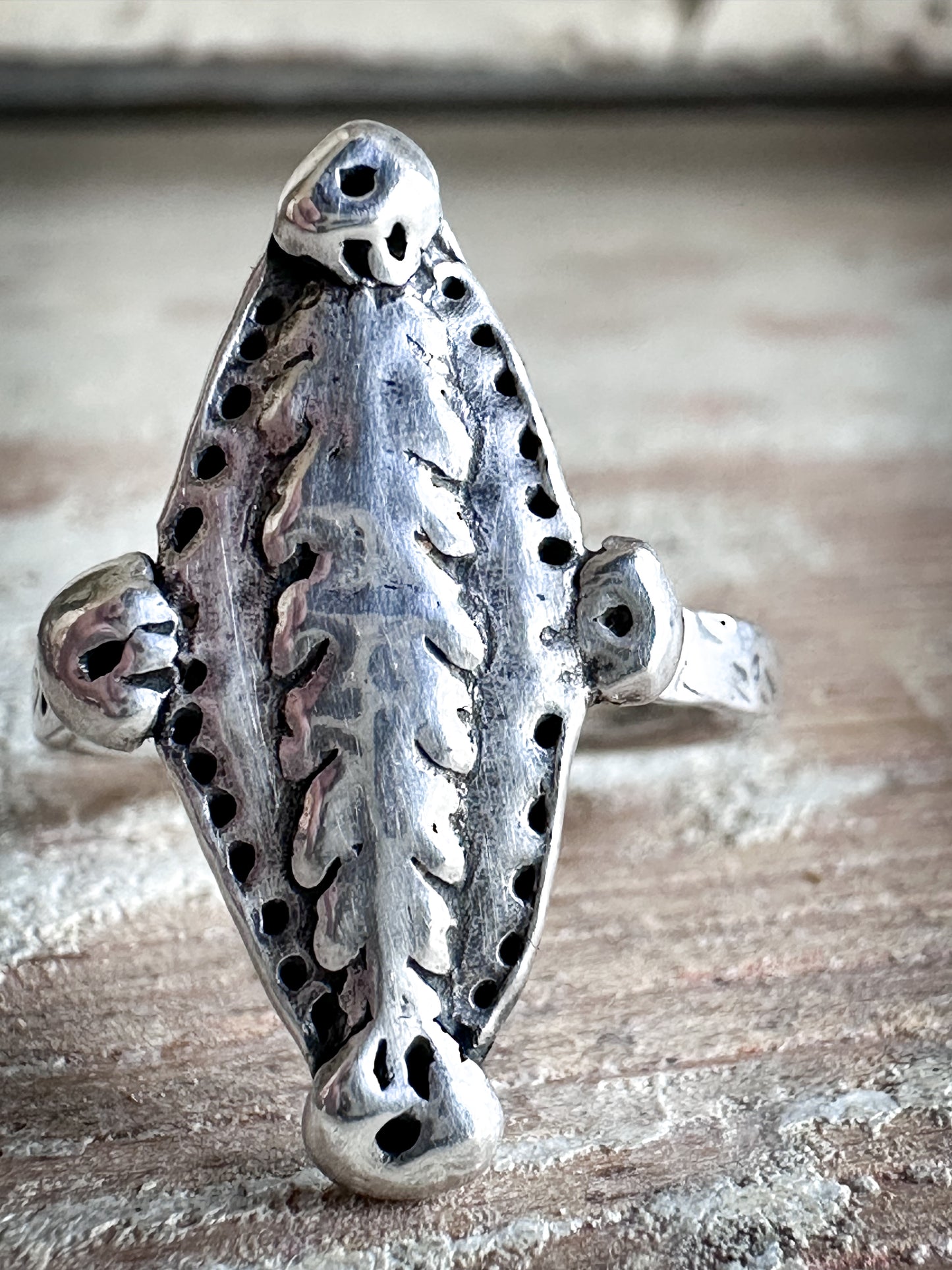 Moonlit Fern Ring – Fine Silver Fern from an Antique Wedgwood Sprig