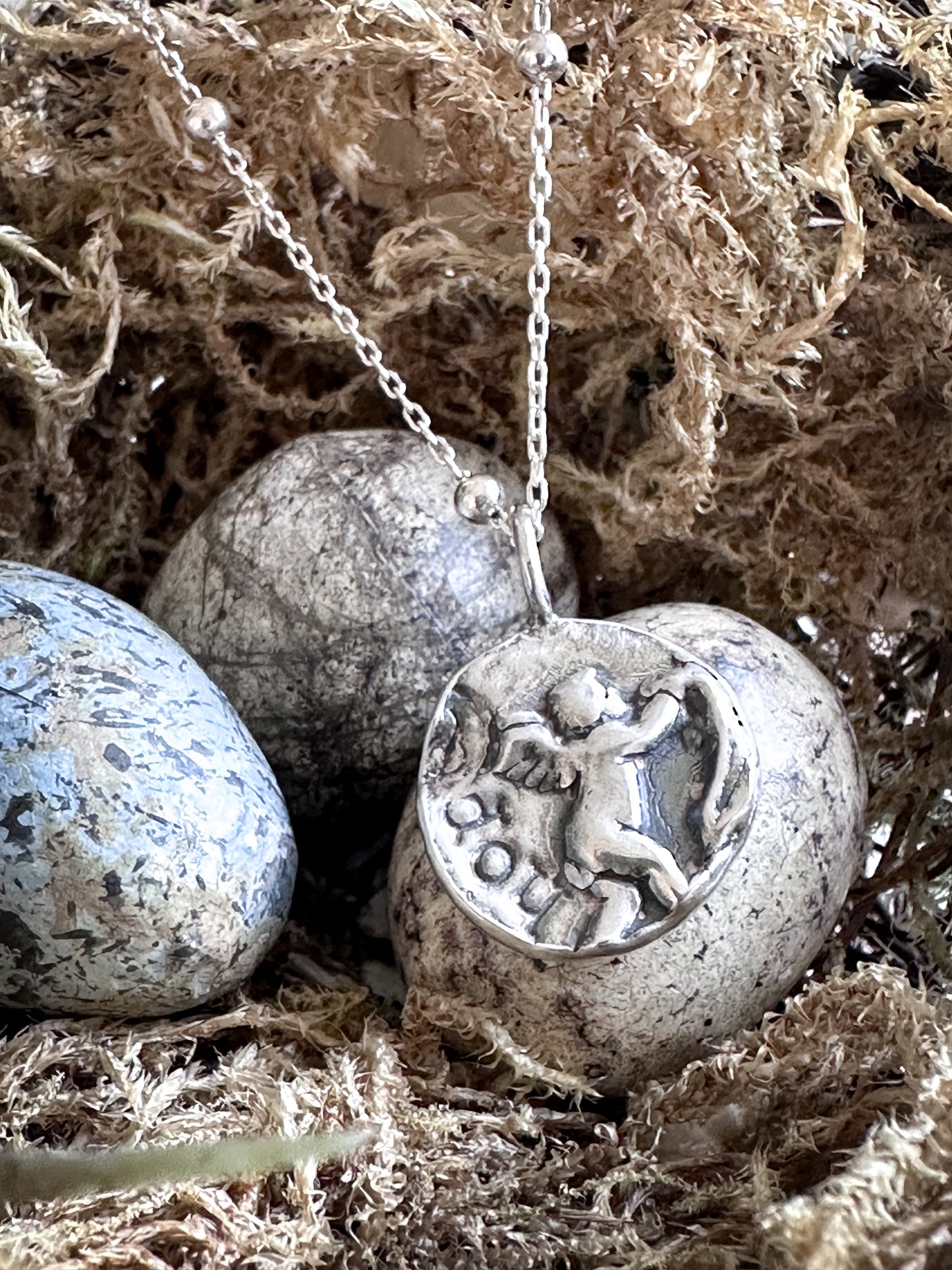 Cherub of Hope Necklace – Handcrafted Fine Silver Pendant