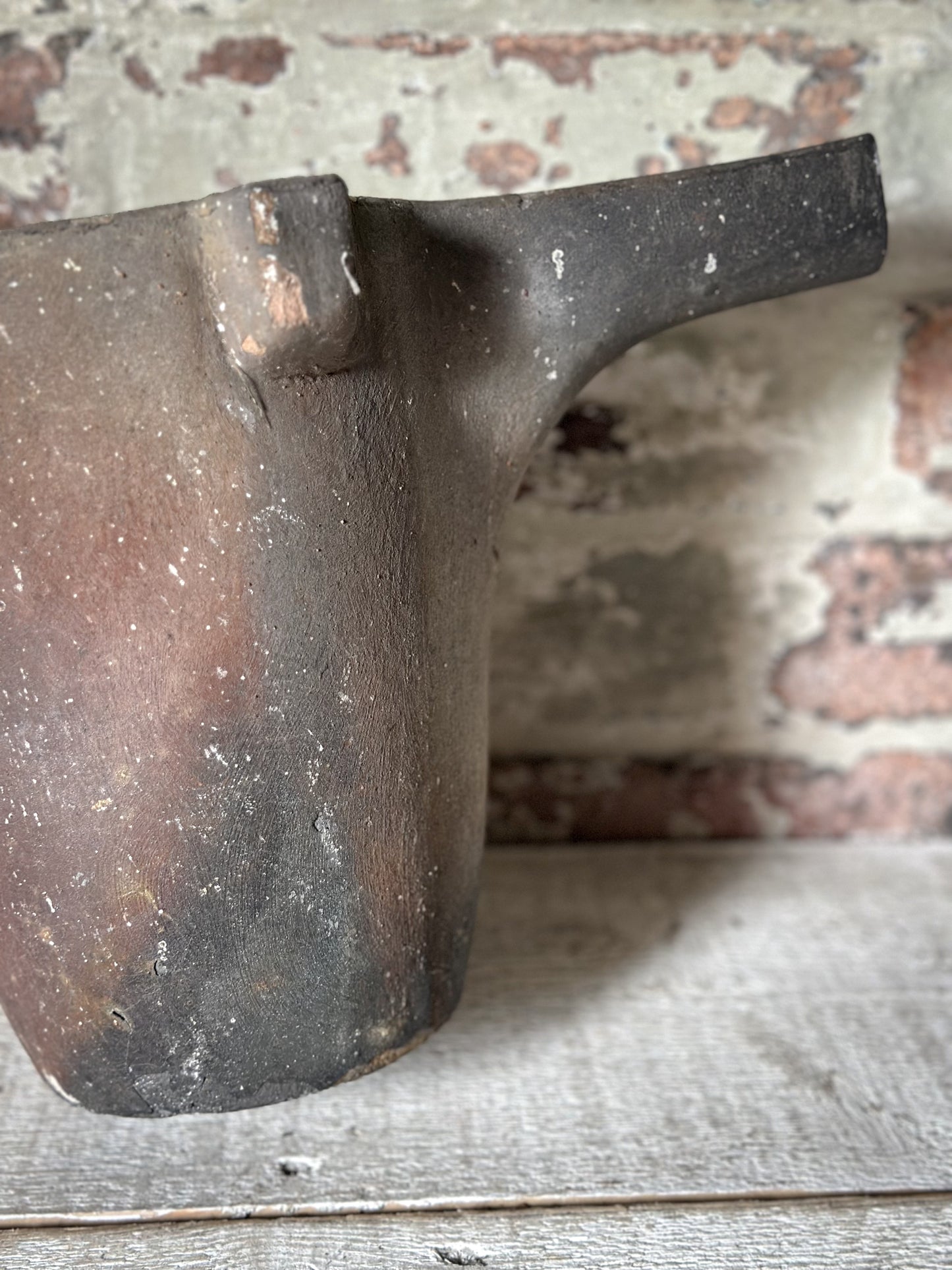 Antique Industrial Foundry Crucible with Original Furnace Slag