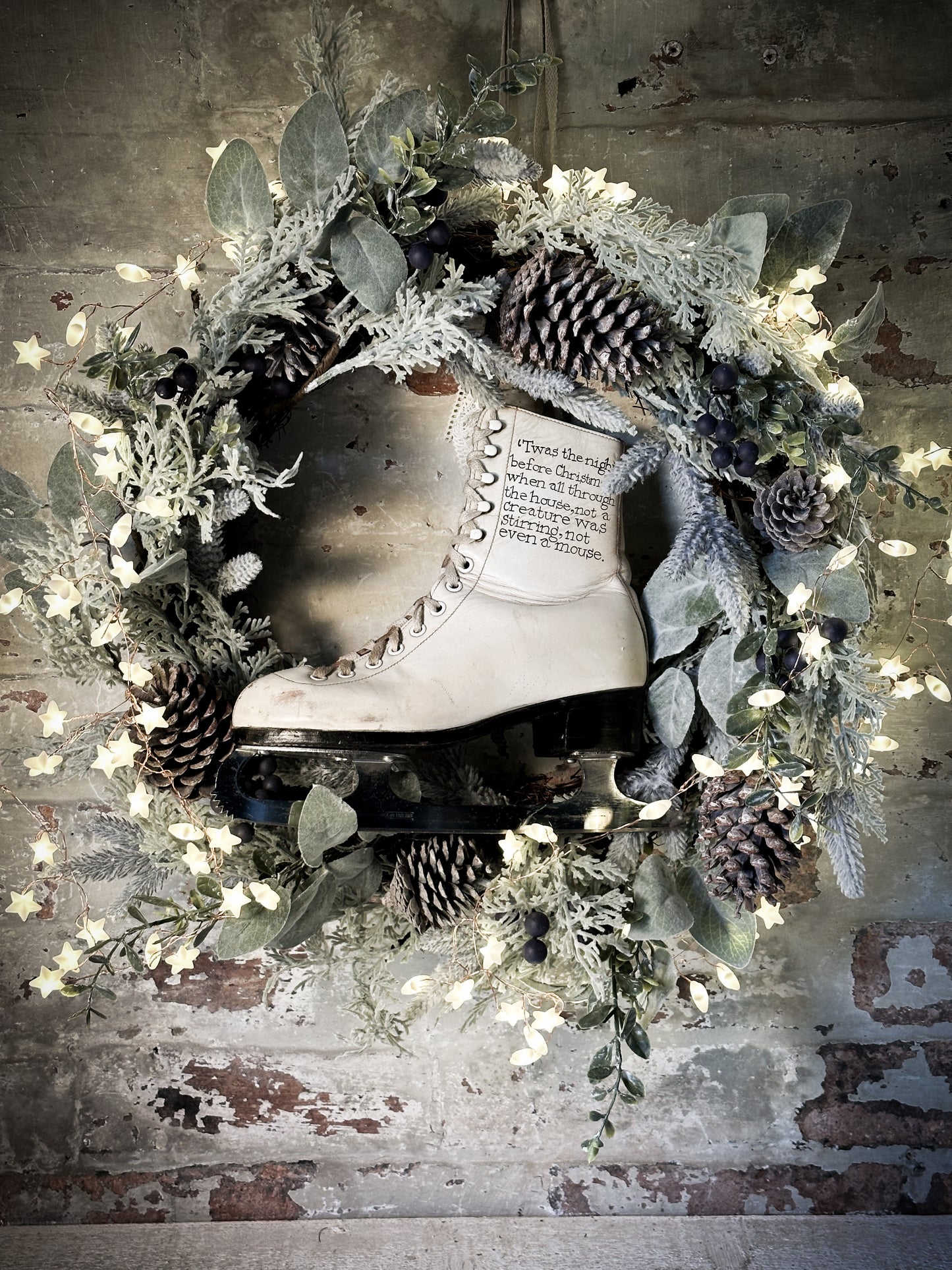 A beautiful vintage Christmas ice skate hand painted using traditional sign writer’s techniques and materials