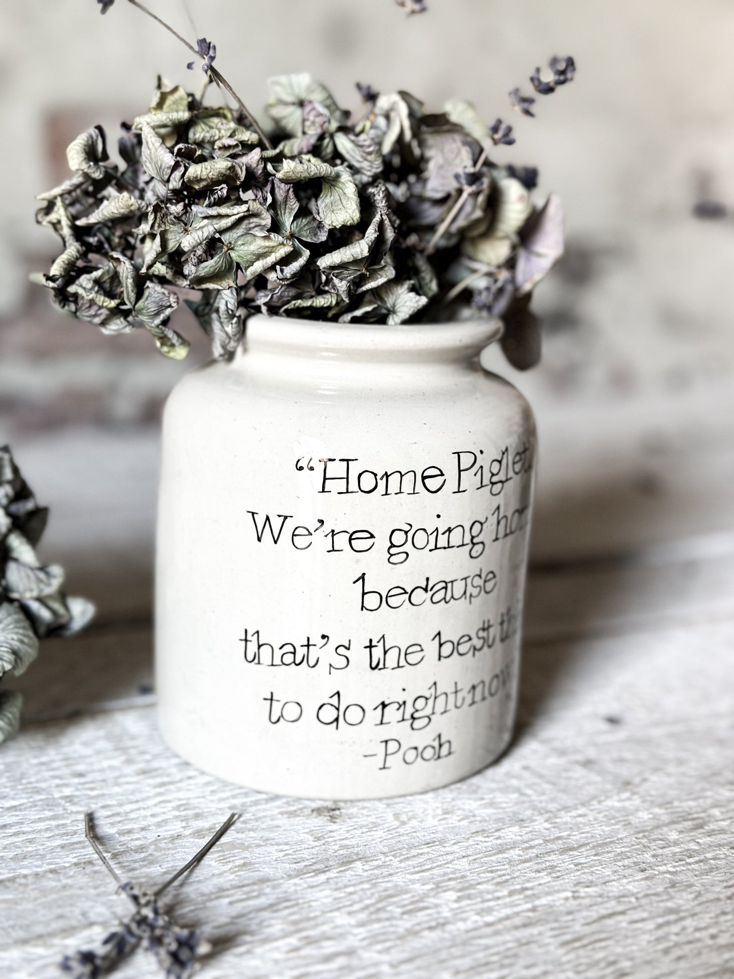 A hand painted vintage French mustard jar large