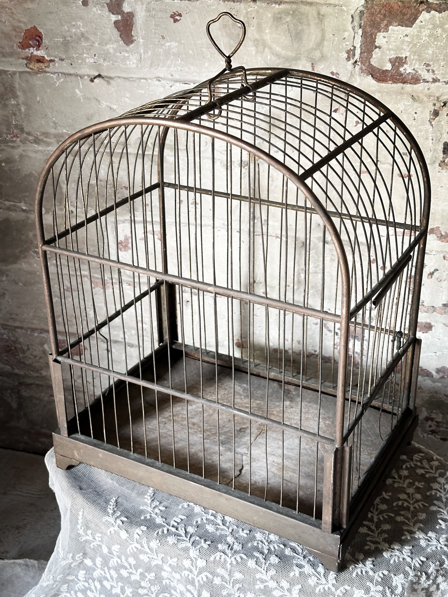 Antique Victorian brass bird cage