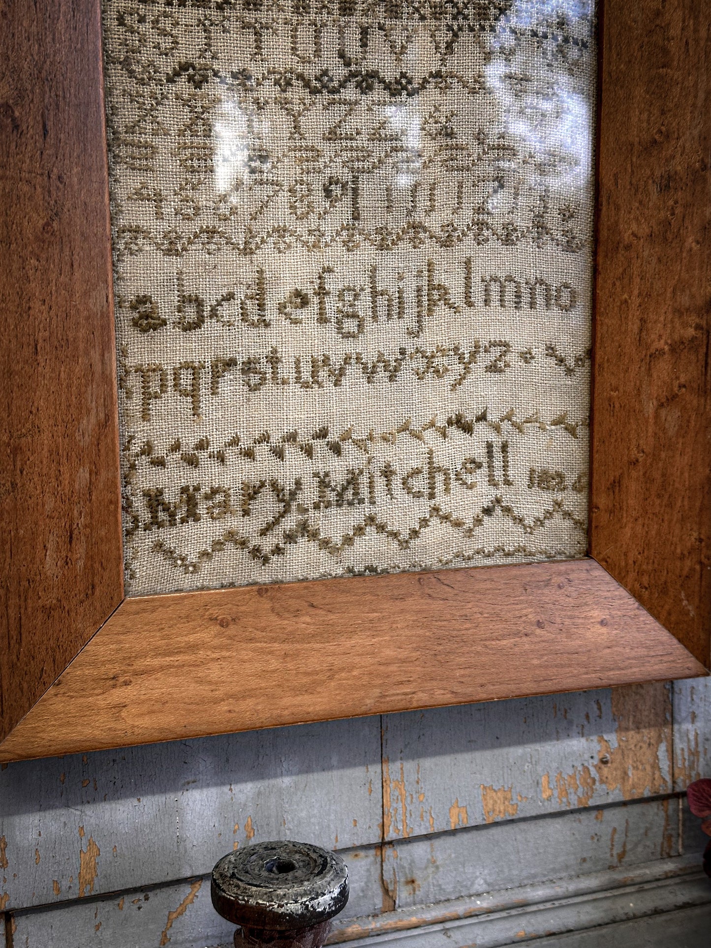 Original Framed Georgian Sampler by Mary Michell, 1824