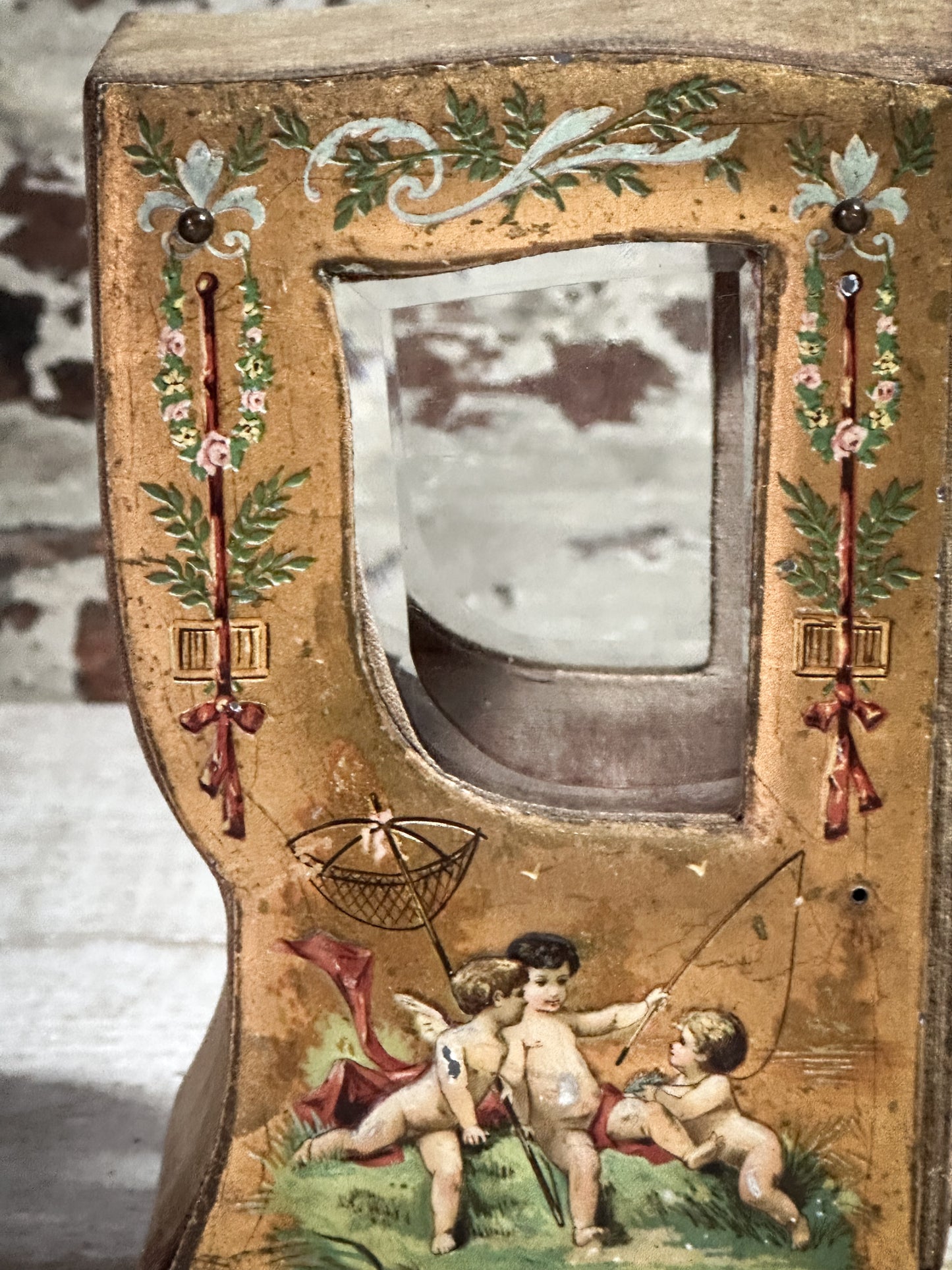 Antique 19th Century French Miniature Vernis Martin Vitrine