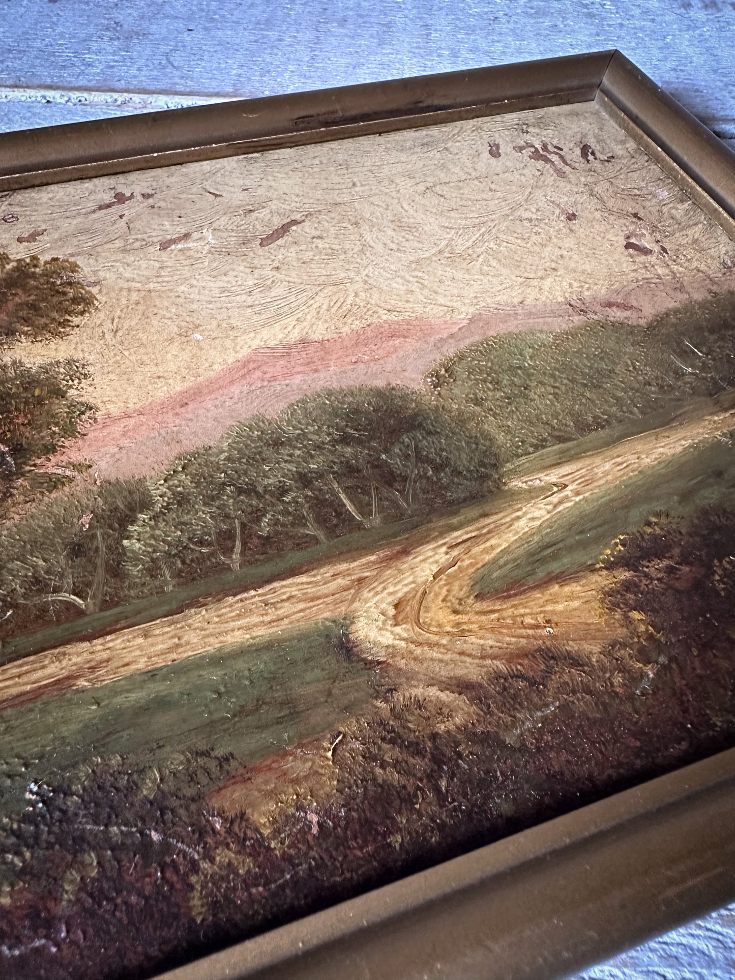 Antique Victorian Oil Painting on Board in Original Frame | Signed Landscape Artwork | c.1880–1900