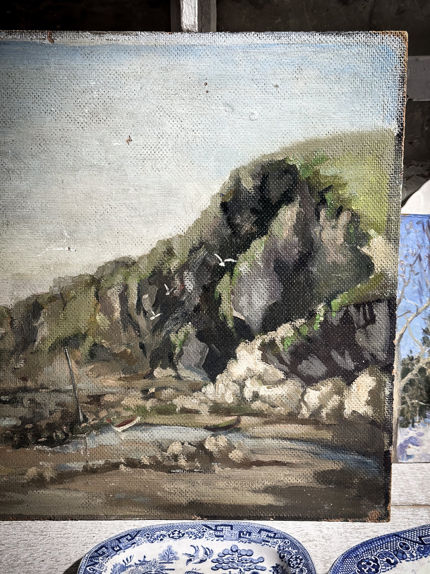 Oil on Board Impressionist Style Painting of the Devon Coast