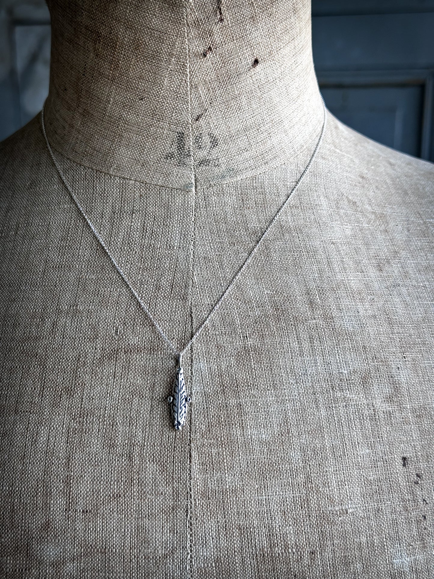 Moonlit Fern Necklace – Fine Silver Fern from an Antique Wedgwood Sprig