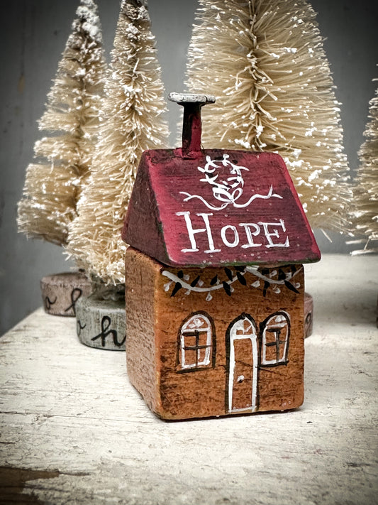 A mini Vintage German Erzgebirge Putz Wooden Village House “Hope”