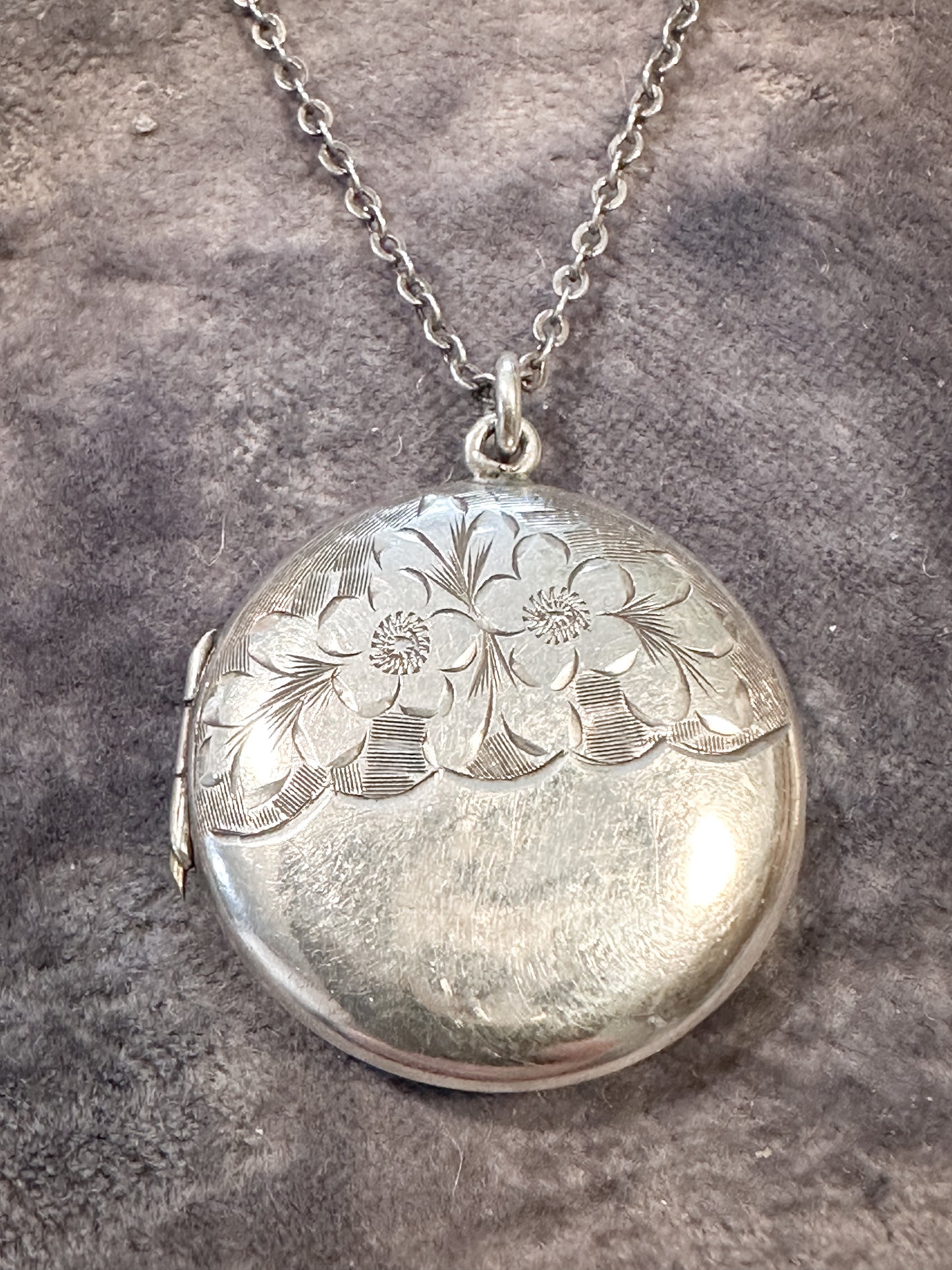 Antique silver Aesthetic movement locket and chain