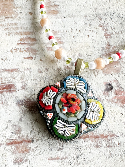 Found Object Antique Micro Mosaic Necklace by Jealous Moon Jewellery