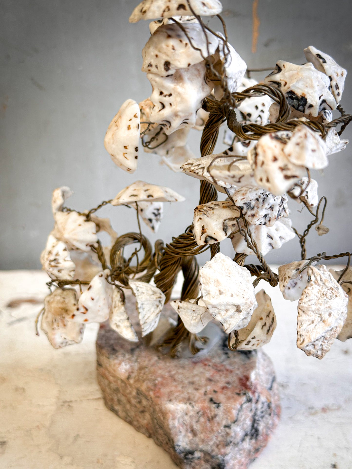 Vintage Shell Friendship Tree on Stone Base