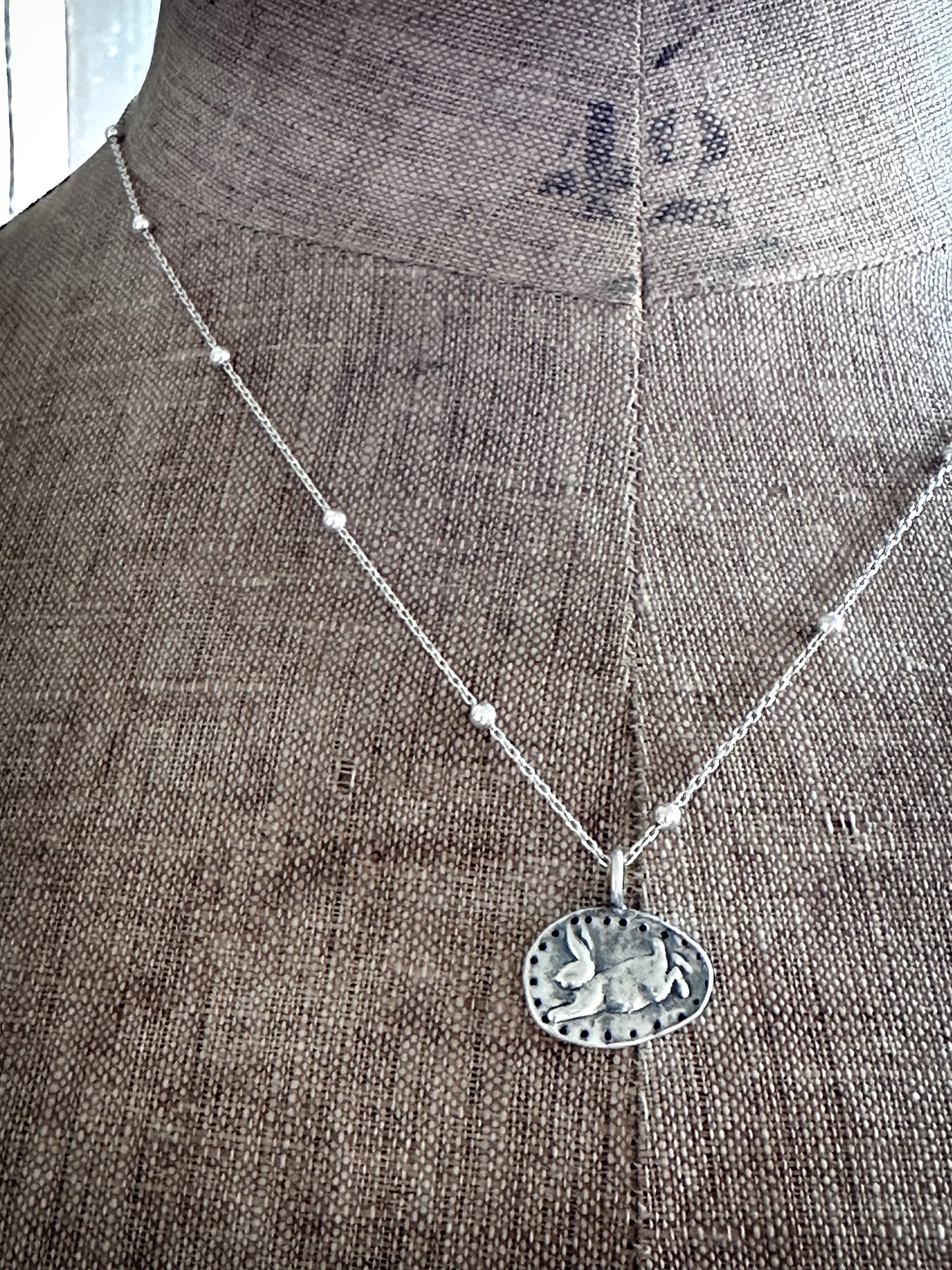 Moonlit Rabbit Pendant – Handcrafted .999 Fine Silver Necklace