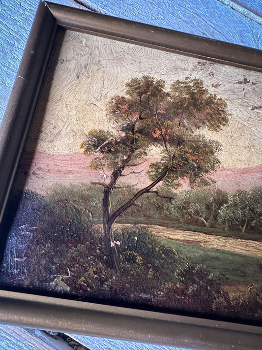 Antique Victorian Oil Painting on Board in Original Frame | Signed Landscape Artwork | c.1880–1900