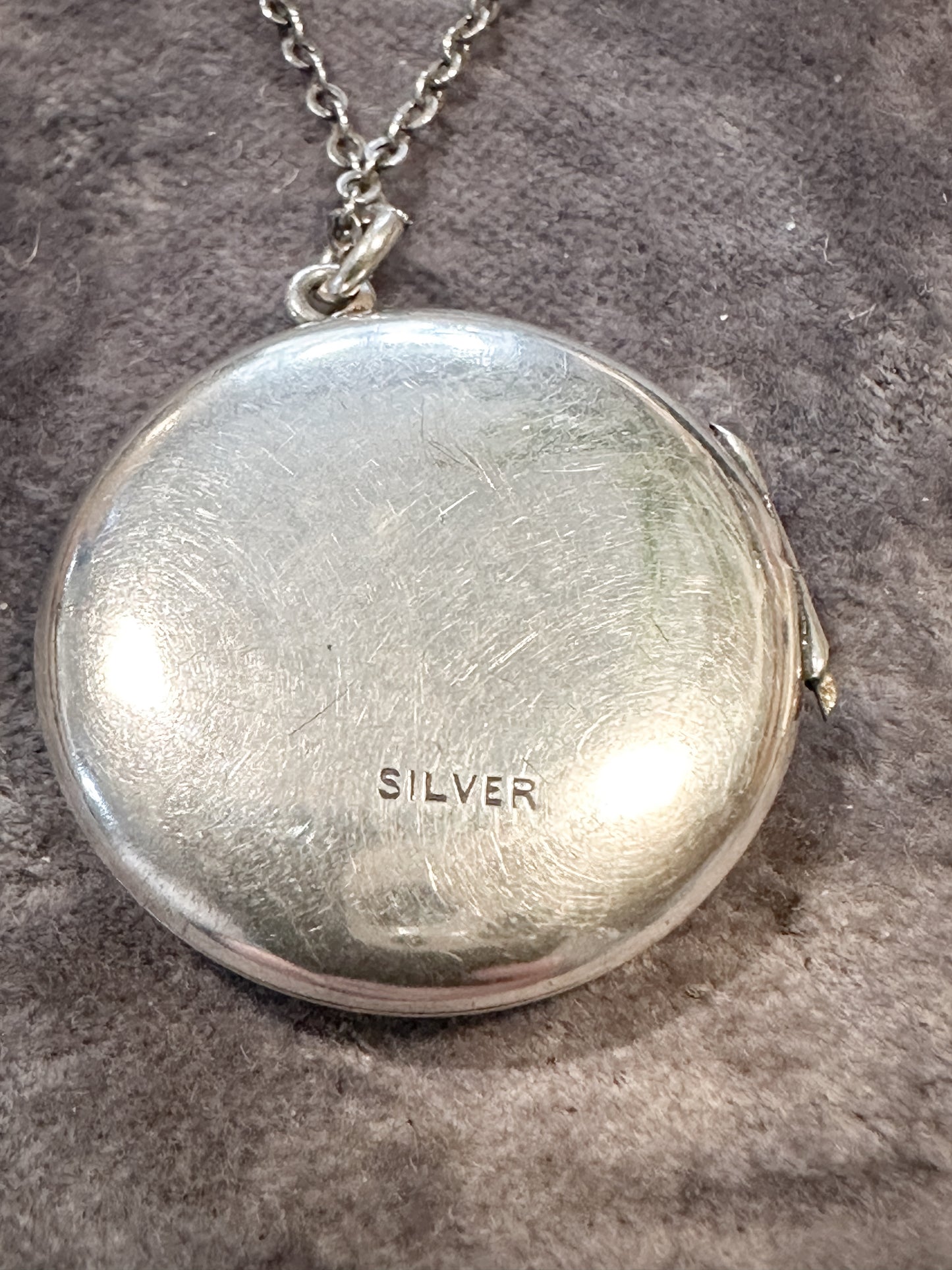 Antique silver Aesthetic movement locket and chain