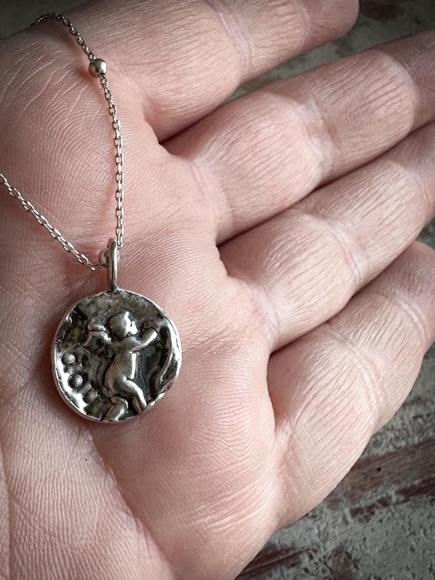Cherub of Hope Necklace – Handcrafted Fine Silver Pendant