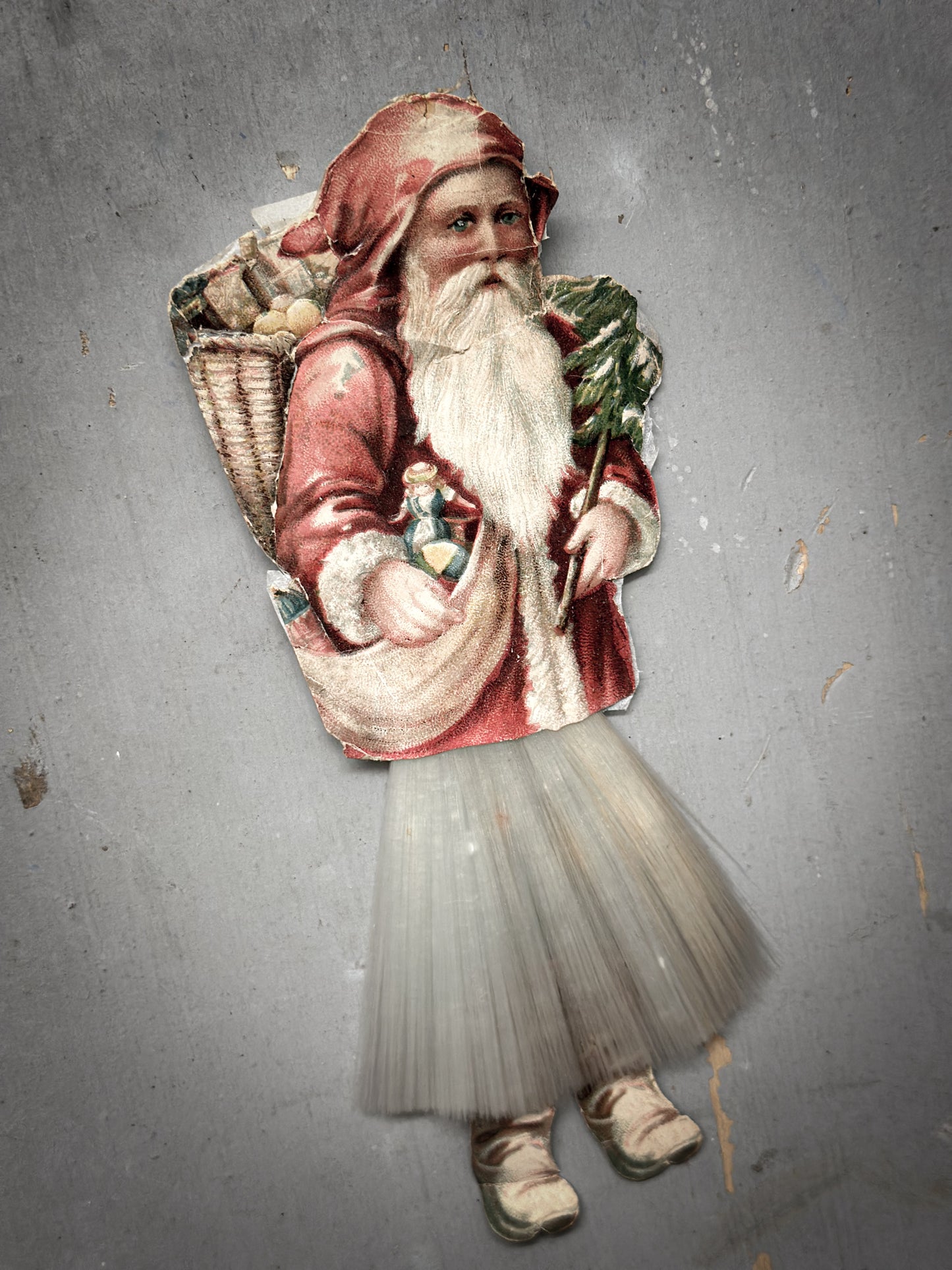 Antique Spun-Glass Father Christmas Ornament (c. 1900–1930)