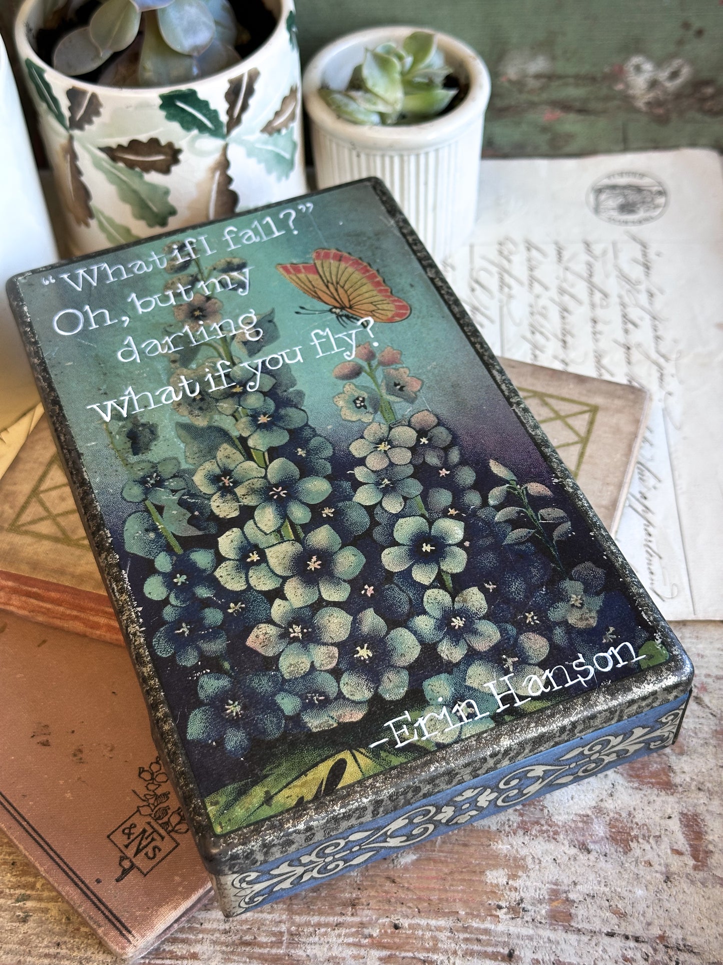 “What If You Fly?” – Antique Biscuit Tin
