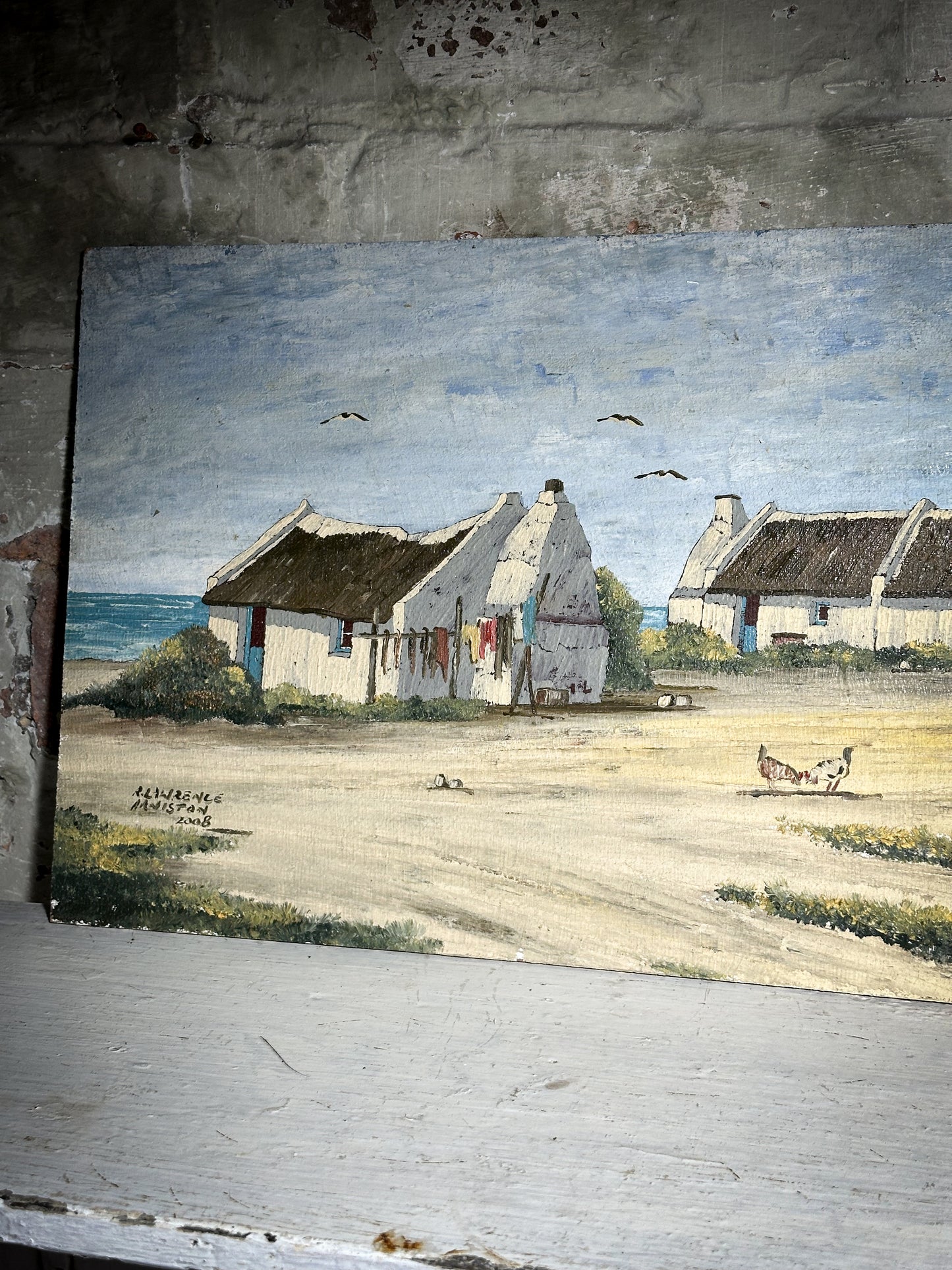 An Original Oil on Board Landscape Painting of Arniston, South Africa