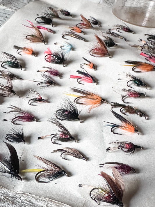 Vintage Hand-Tied Fishing Flies Collection | Traditional Salmon & Trout Flies | Rustic Angling Decor