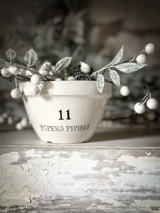 A beautiful vintage Illustrated Ironstone pudding bowl with a hand painted quote