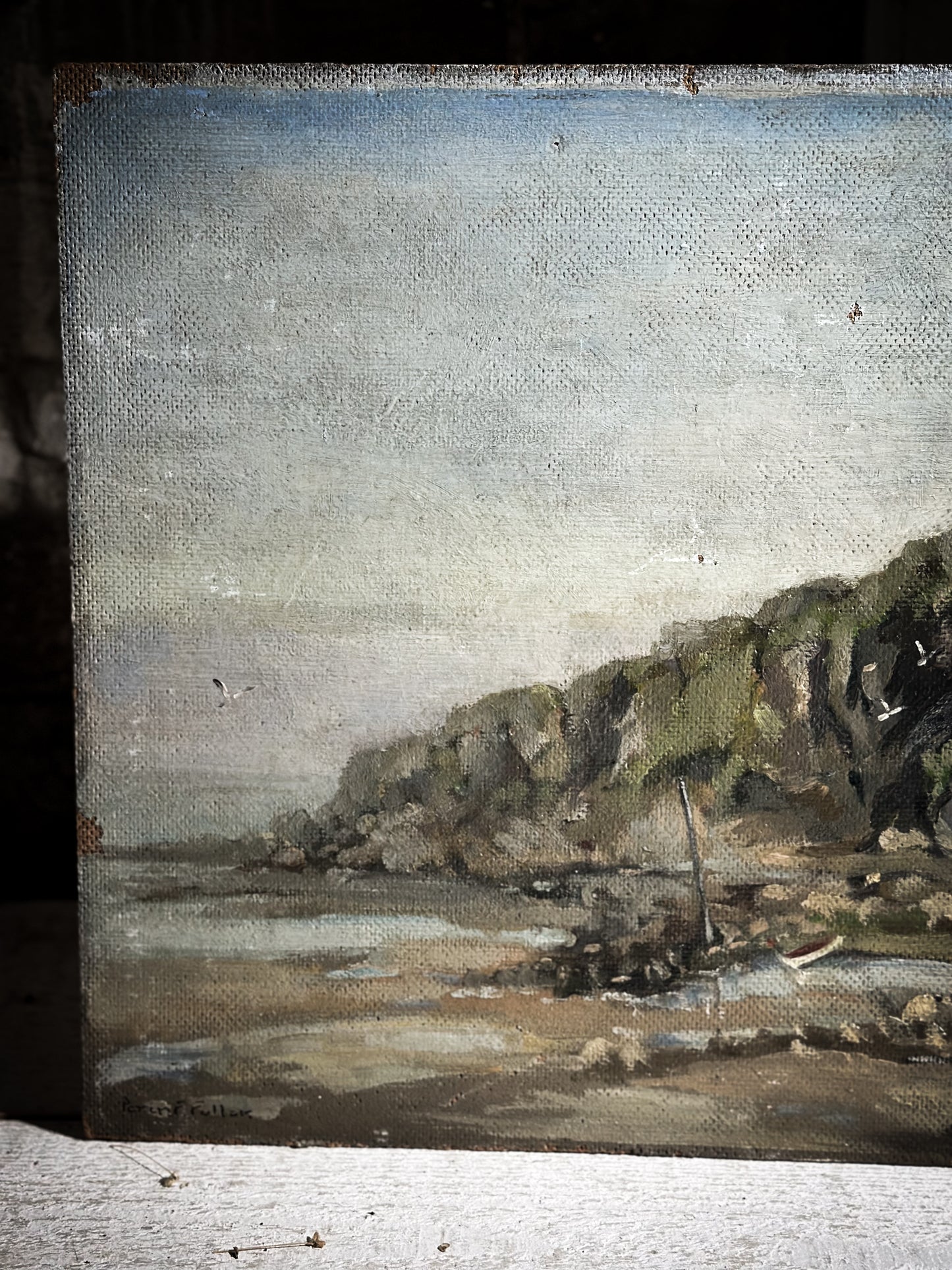 Oil on Board Impressionist Style Painting of the Devon Coast