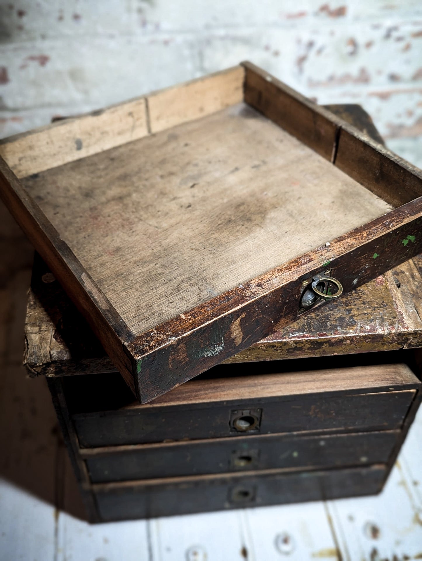 A Wonderful Antique Bicycle Shop Repair Kit Advertising Mini Drawers