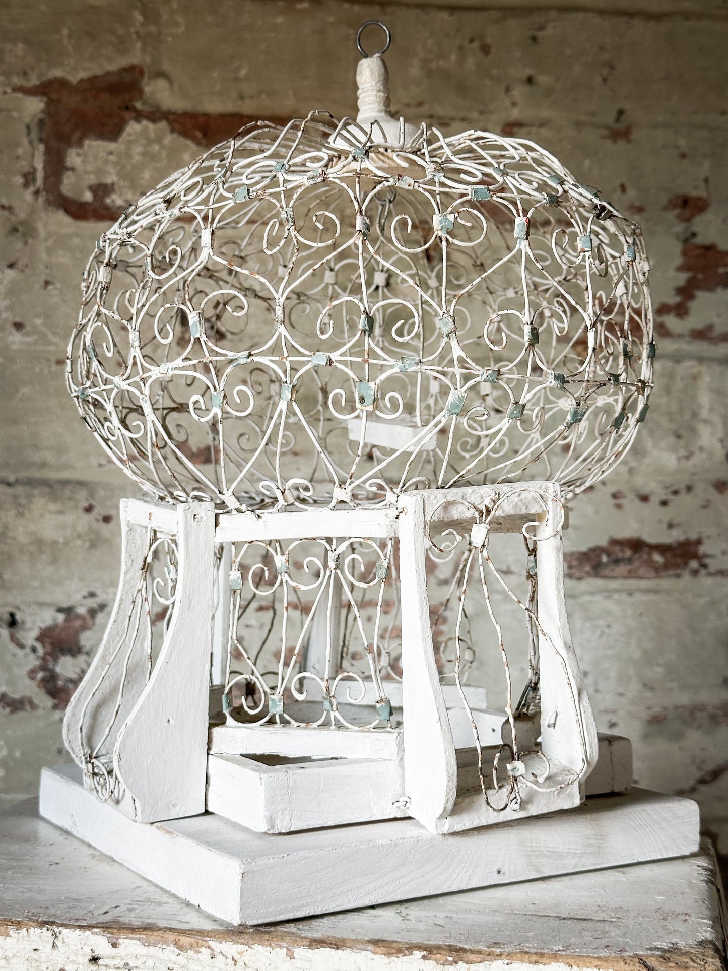 A lovely French vintage wire Balloon bird cage