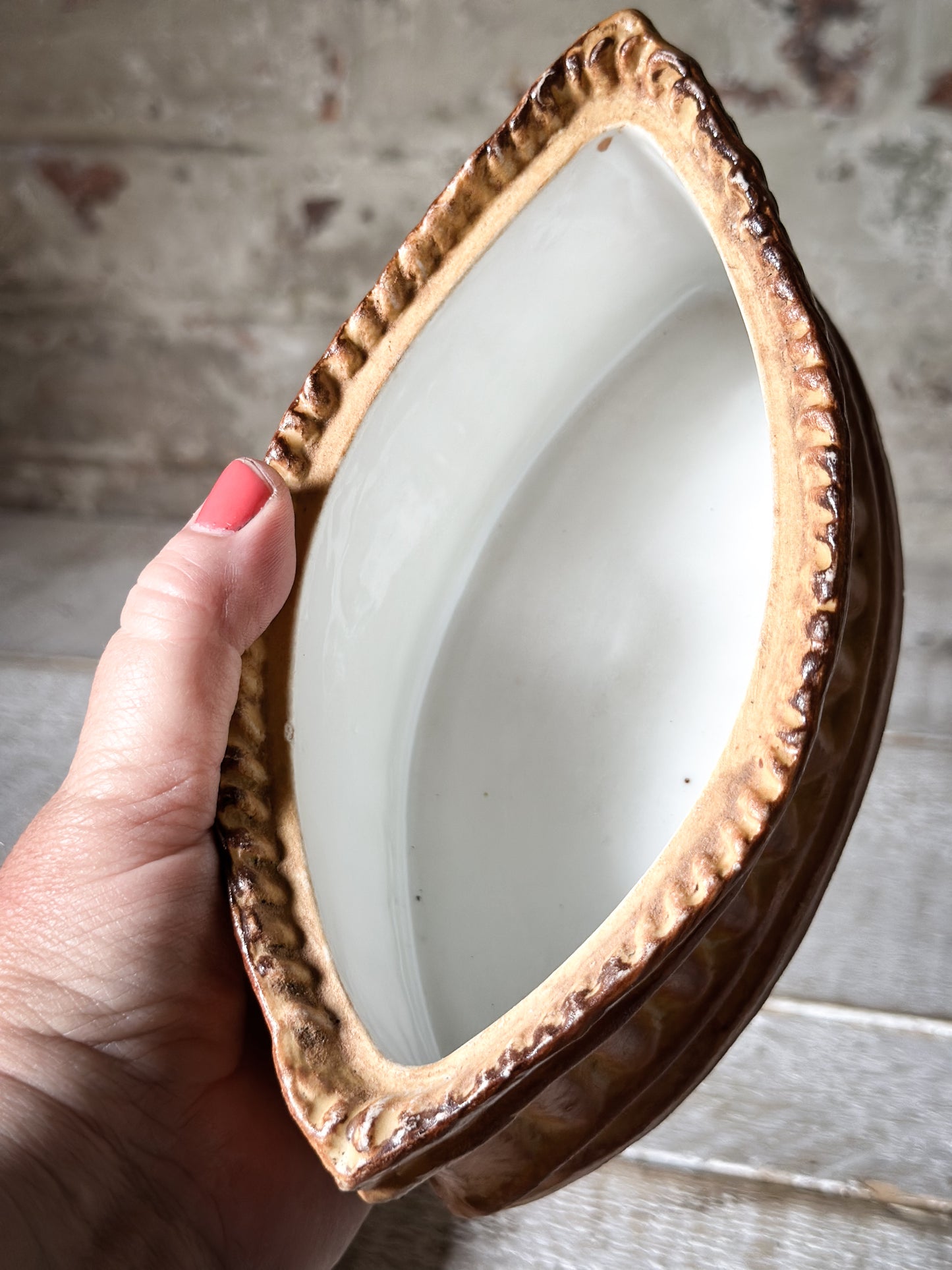 Antique French Trompe-l'œil Pie Tureen by L. Fonlupt Vichy | French Art Pottery Covered Dish c.1900–1930