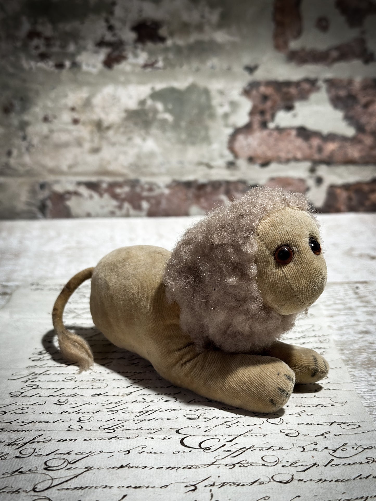 Antique Velveteen Lion Toy