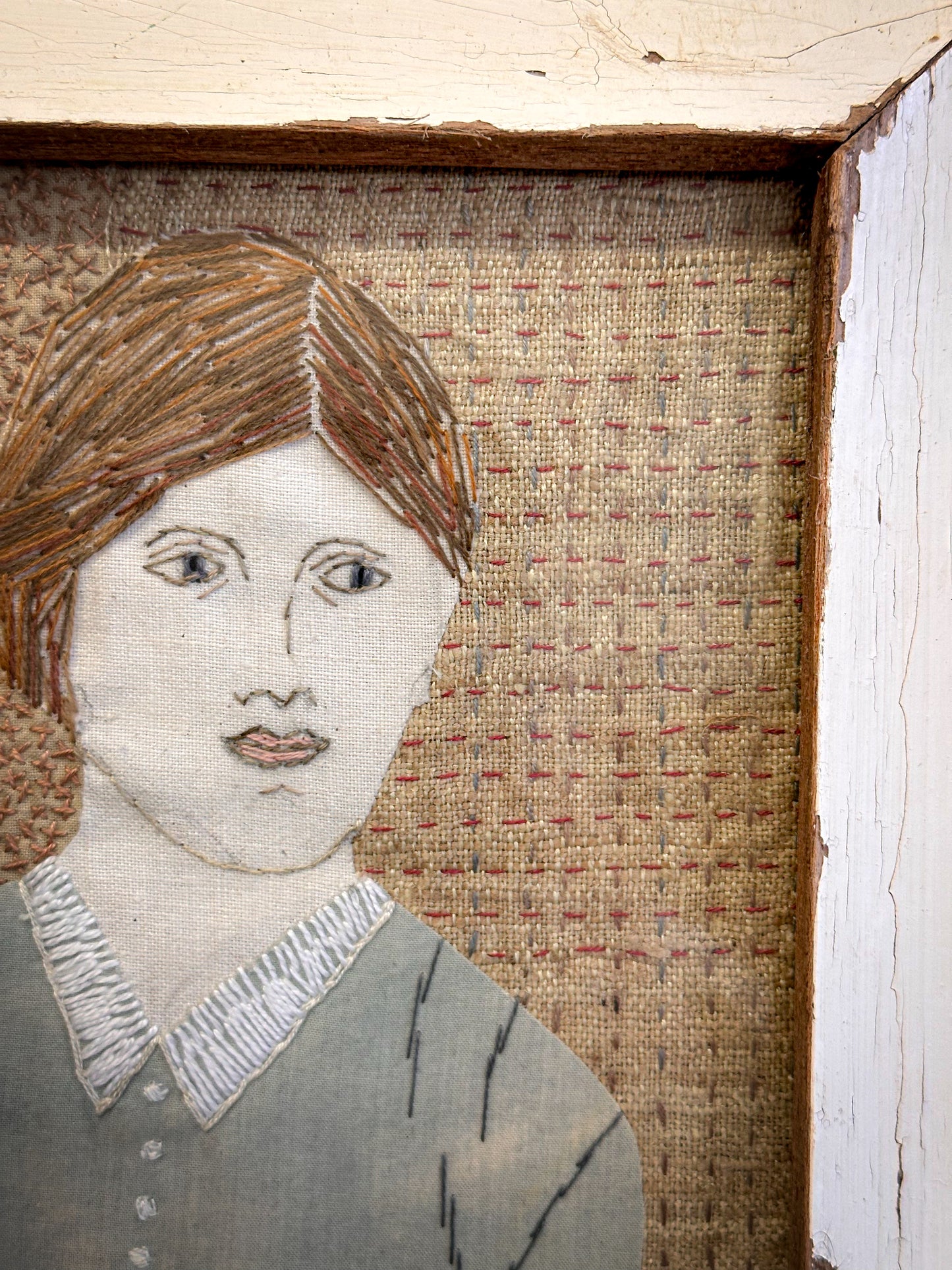 Contemporary Folk-Style Textile Portrait