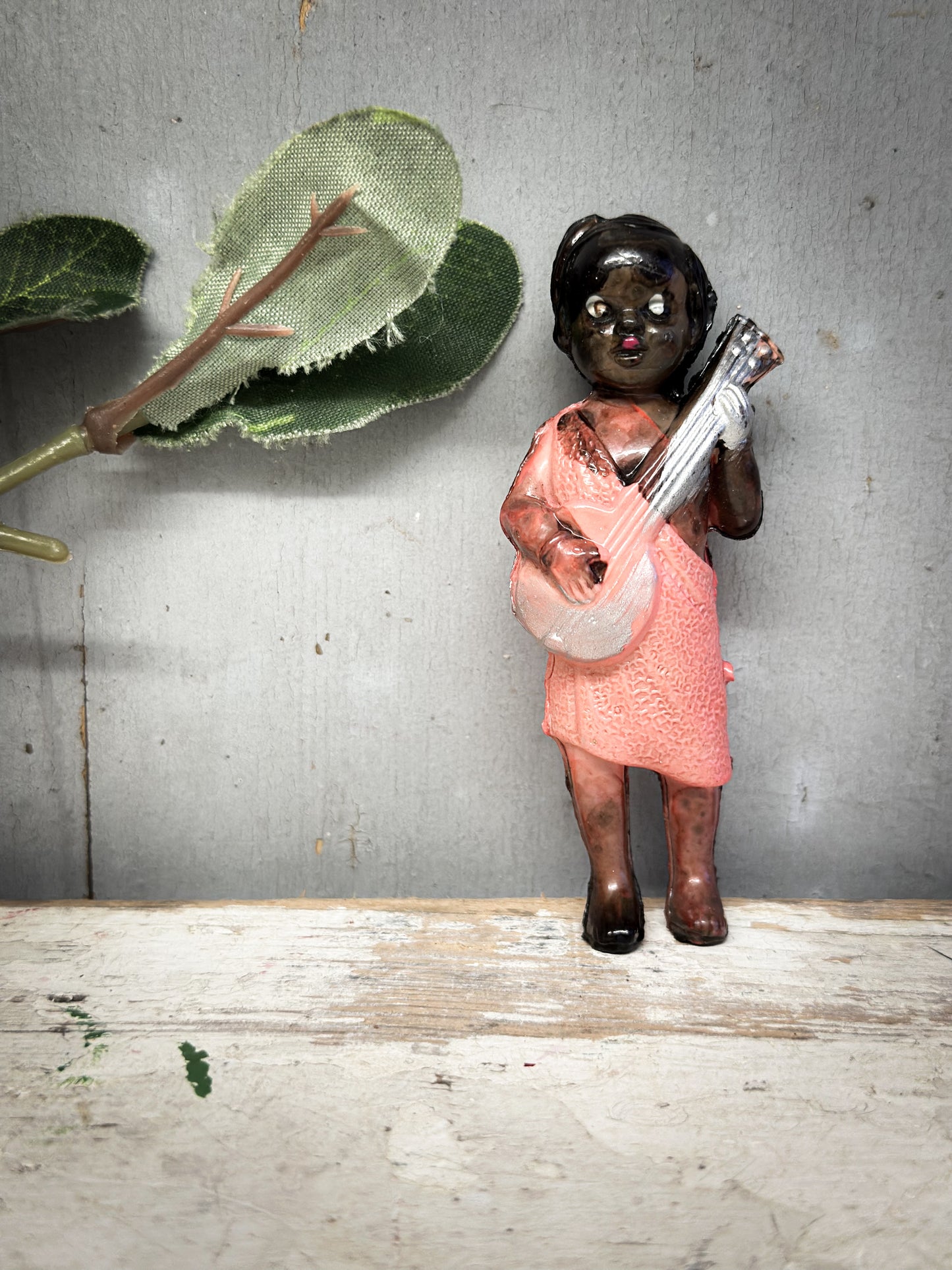 Rare Mid-Century Japanese Celluloid Musician Figurine – Hand-Painted – c.1930s–50s