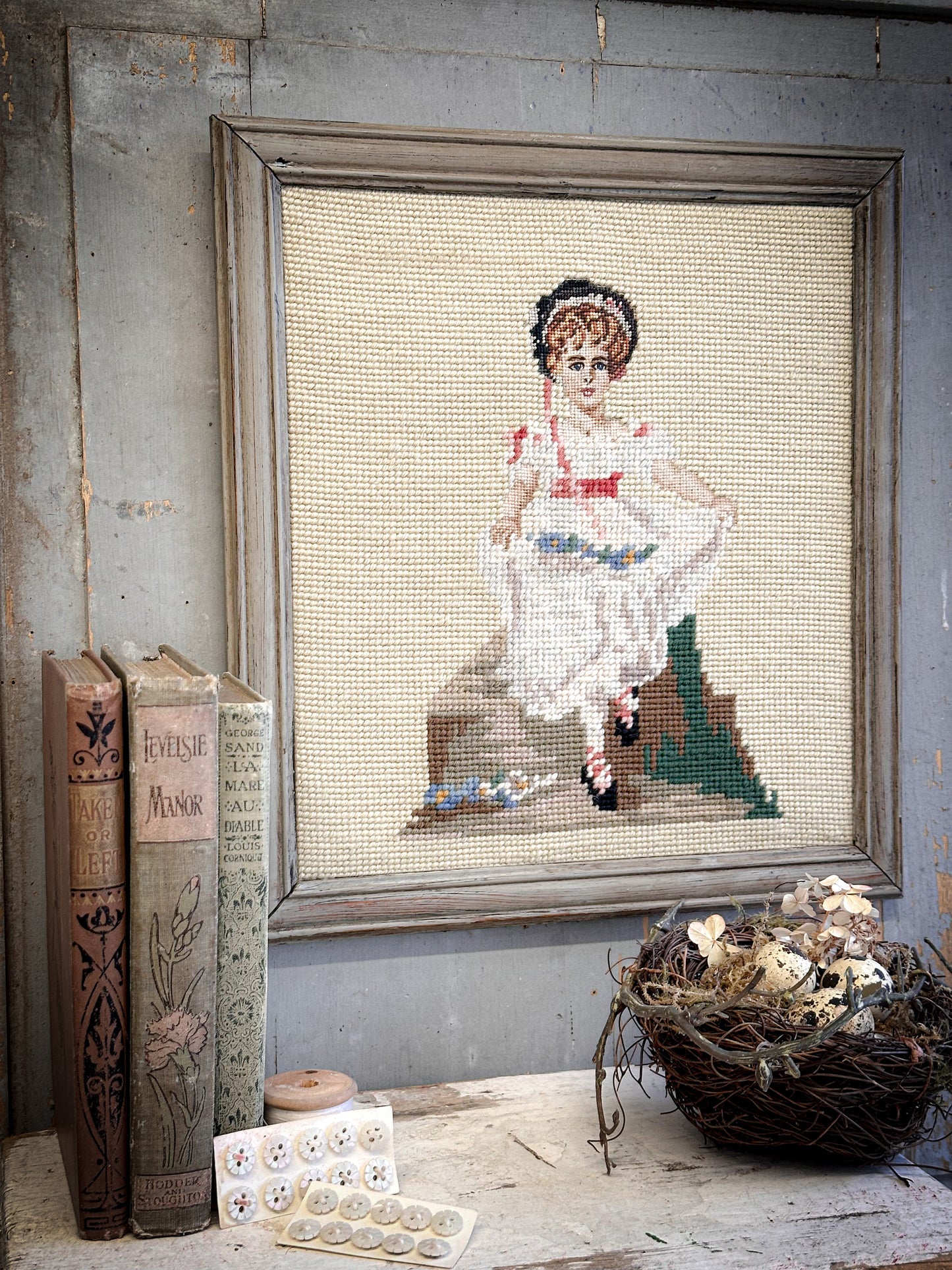 Antique Needlepoint Picture – Country House Style