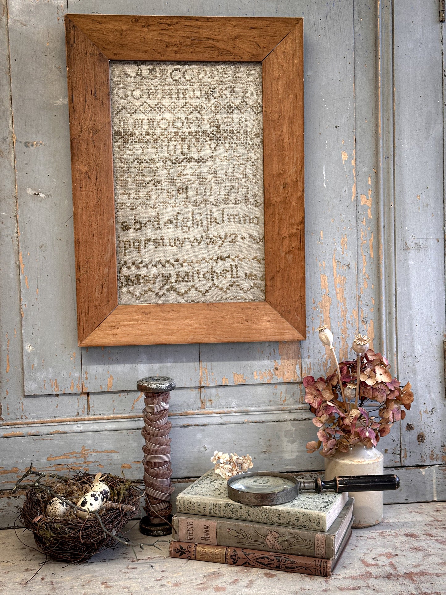 Original Framed Georgian Sampler by Mary Michell, 1824