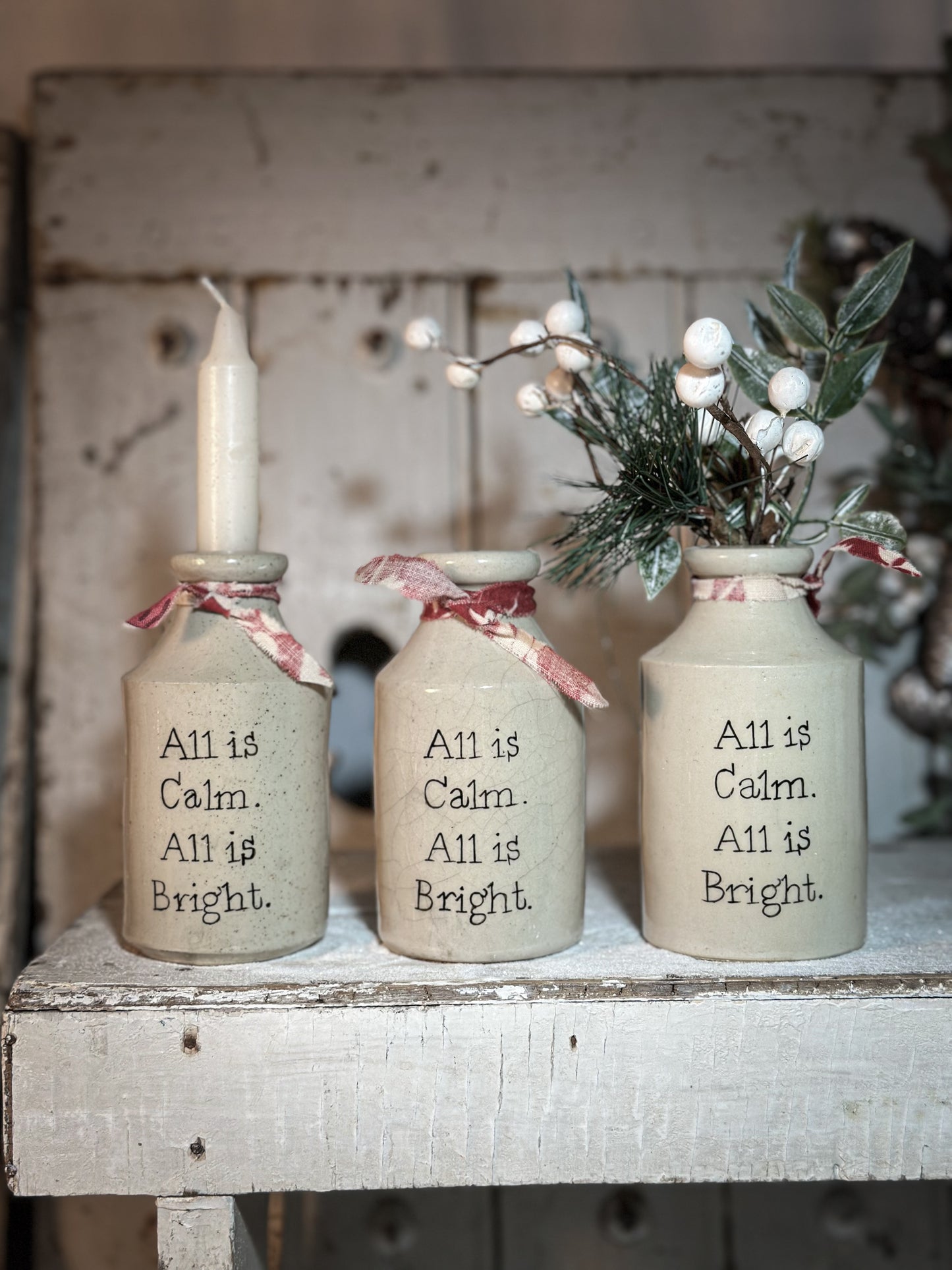 A Victorian unearthed stoneware pottery bottle with a hand painted quote