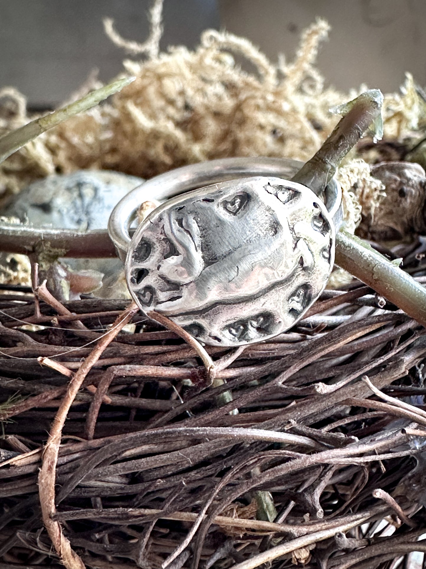 Moonlit Rabbit Ring – Handcrafted .999 Fine Silver