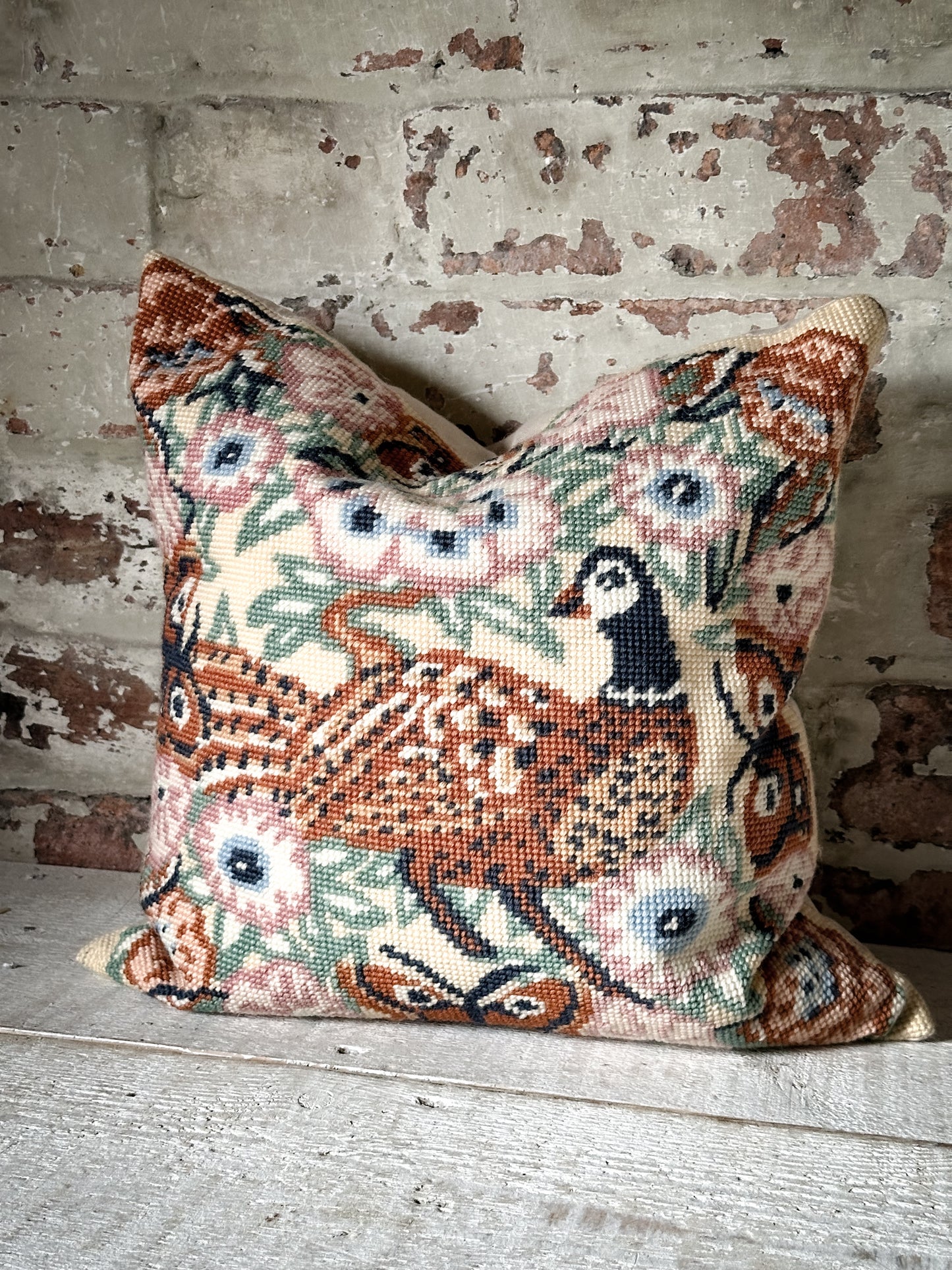 A lovely vintage wool needlepoint cushion