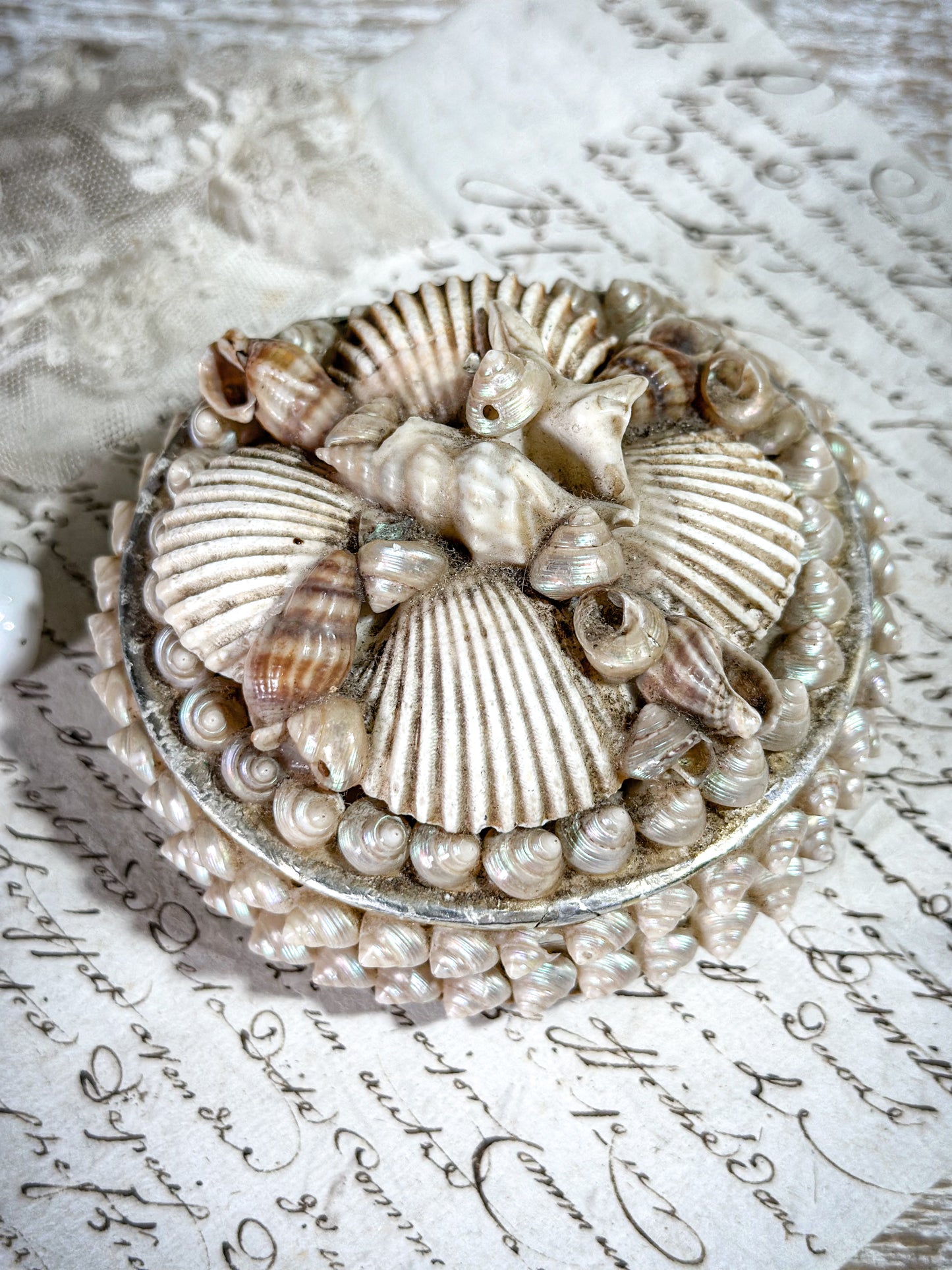 Antique French Shell Jewellery Box